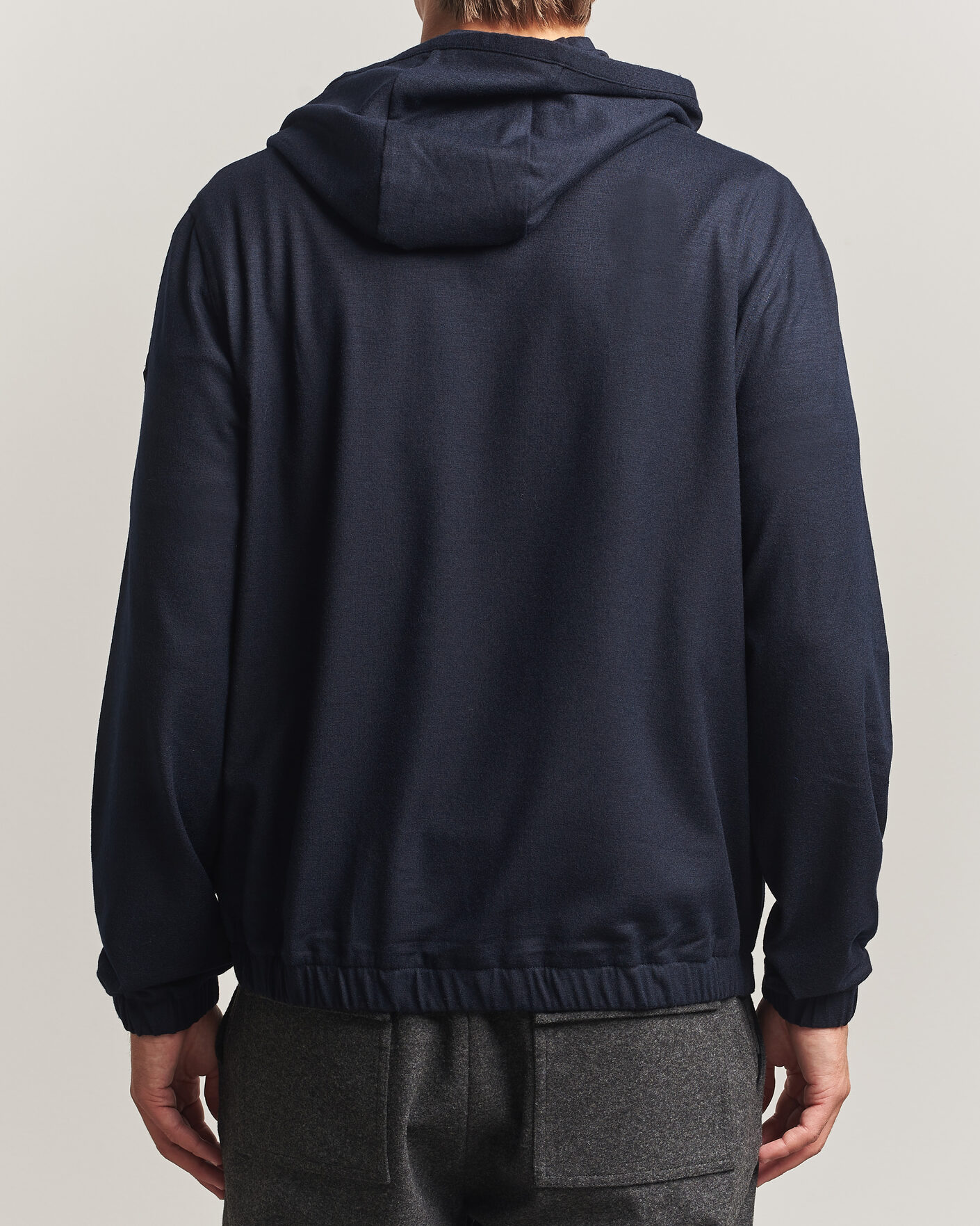 Herre | Gensere | Moncler | Full Zip Flannel Hoodie Navy
