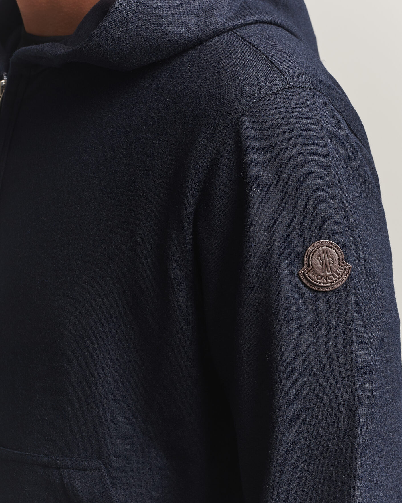 Herre | Gensere | Moncler | Full Zip Flannel Hoodie Navy