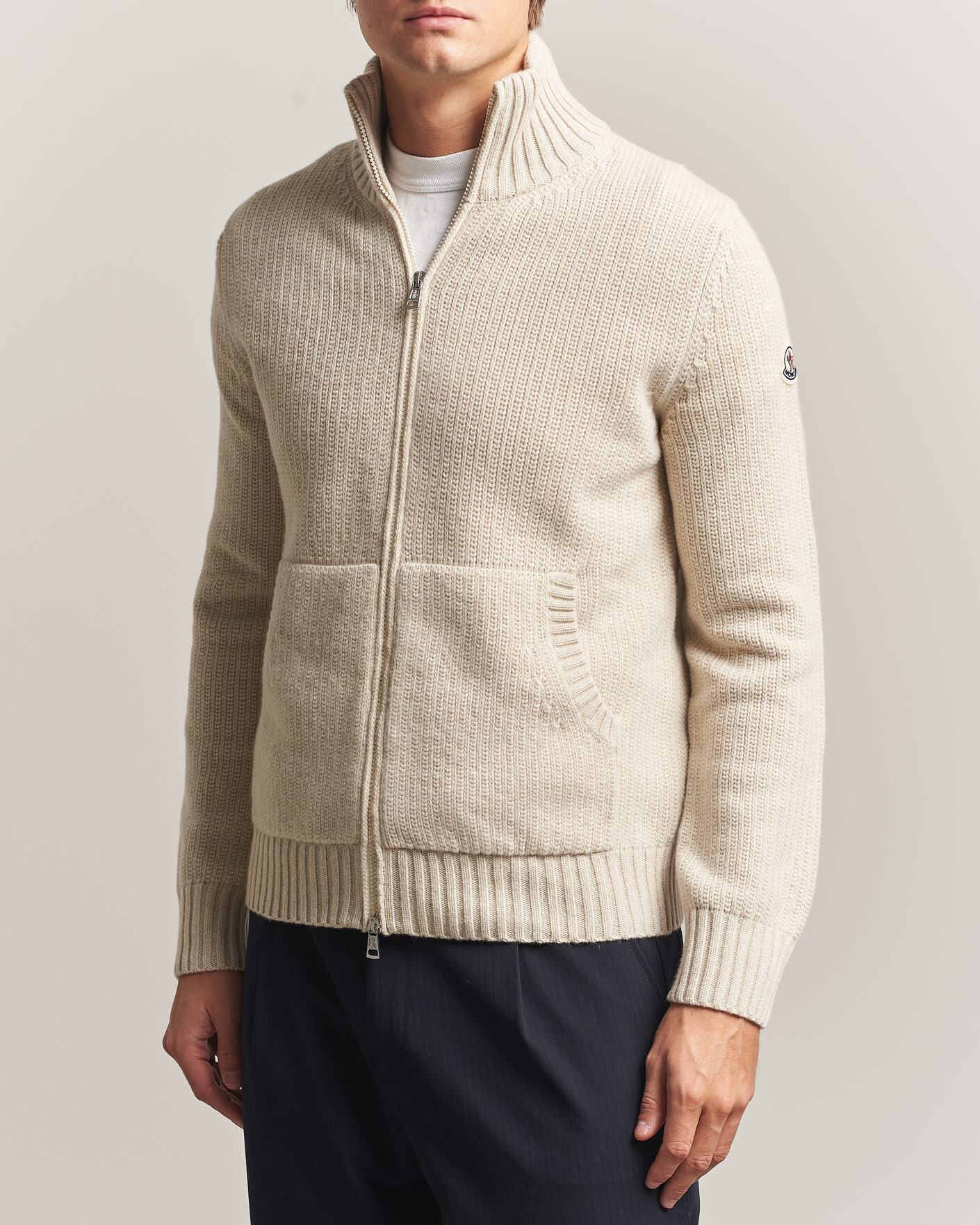 Herre | Gensere | Moncler | Full Zip Cardigan Light Beige