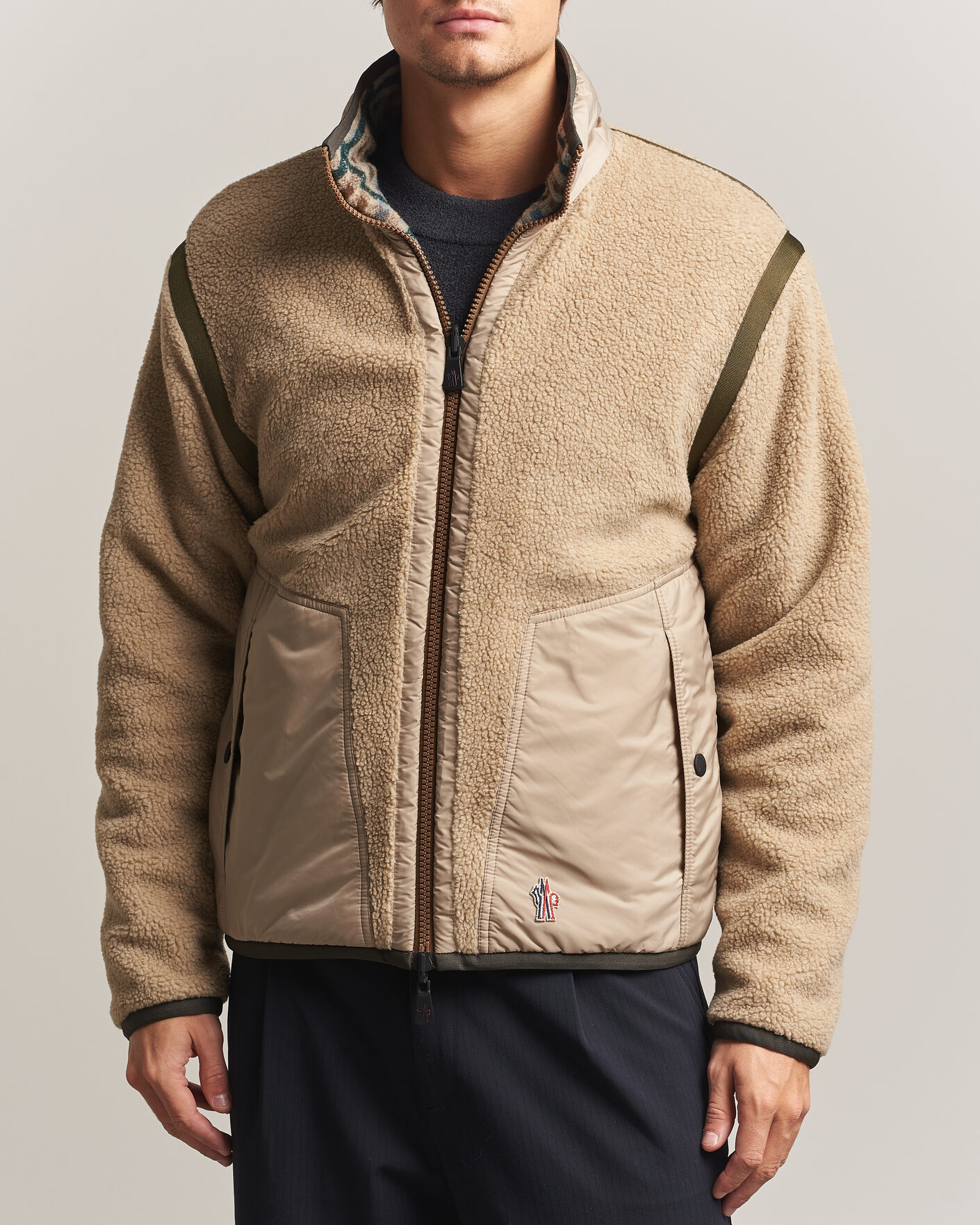 Herre | Gensere | Moncler Grenoble | Sherpa Zip Cardigan Beige/Green