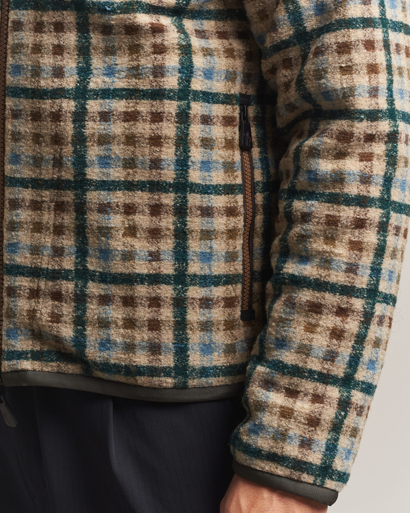 Herre | Gensere | Moncler Grenoble | Sherpa Zip Cardigan Beige/Green