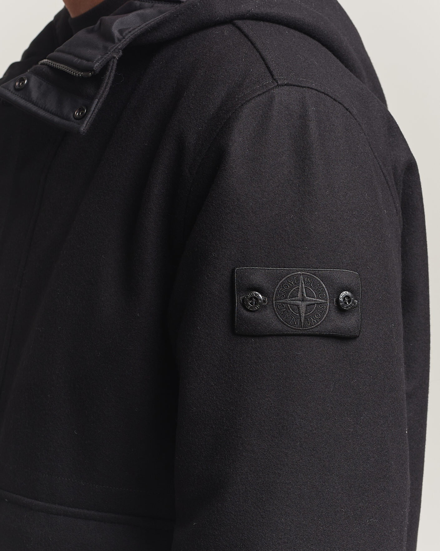 Herre | Jakker | Stone Island | Ghost Wool/Nylon Flannel Short Parka Black