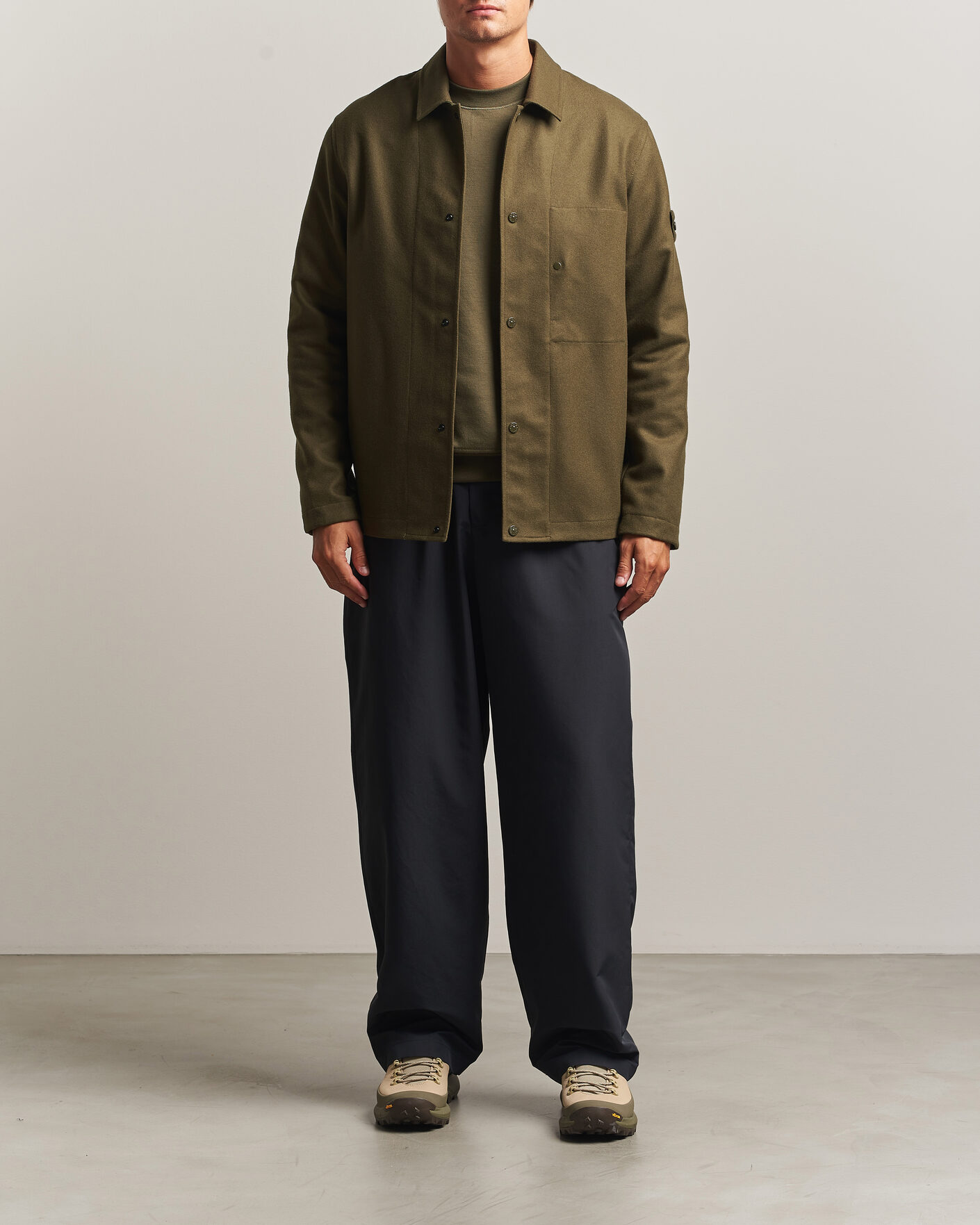 Herre | Skjorter | Stone Island | Ghost Wool/Nylon Flannel Overshirt Miltary Green