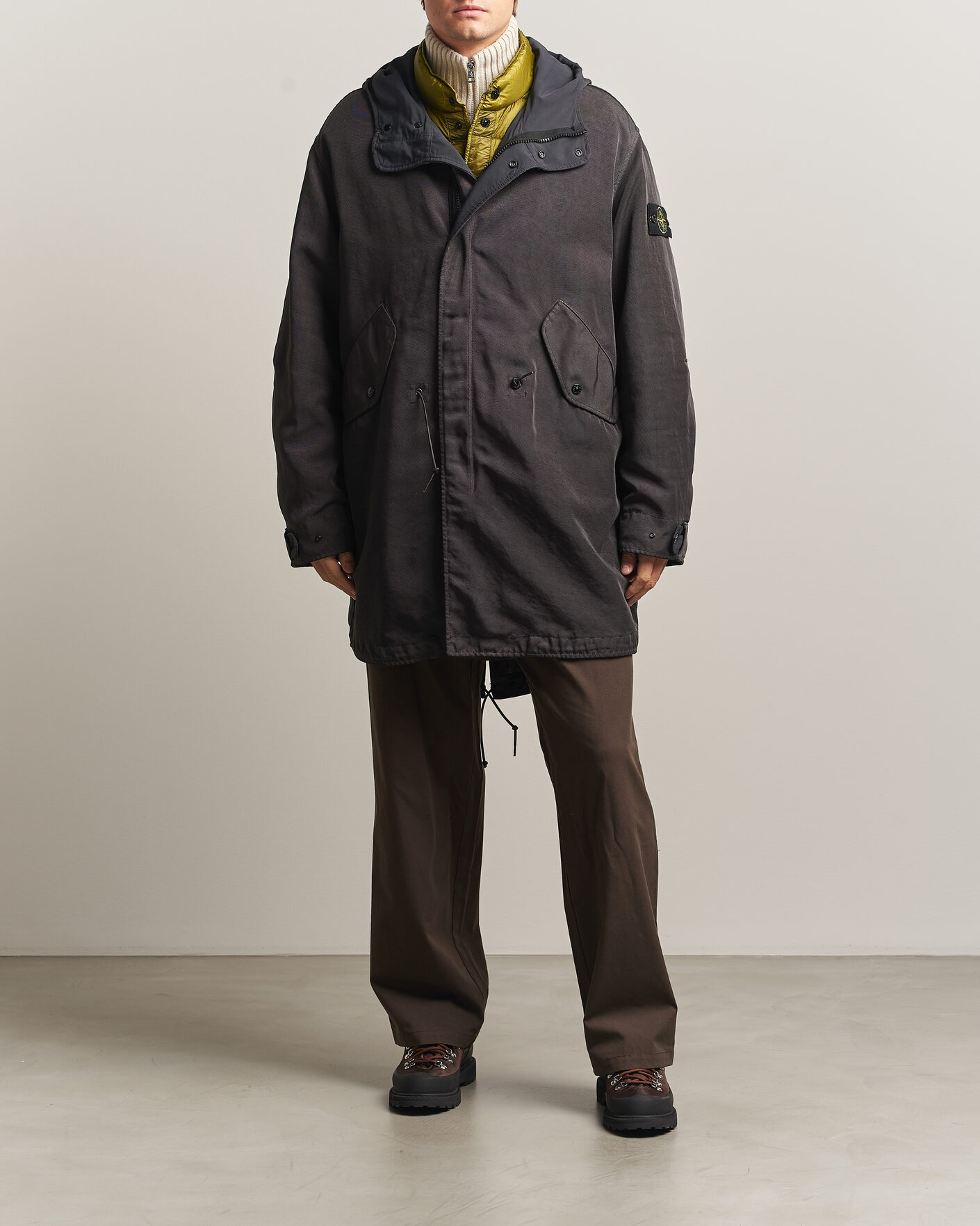 Herre | Jakker | Stone Island | Dense Oxford Nylon TC Fishtail Parka Lead Grey