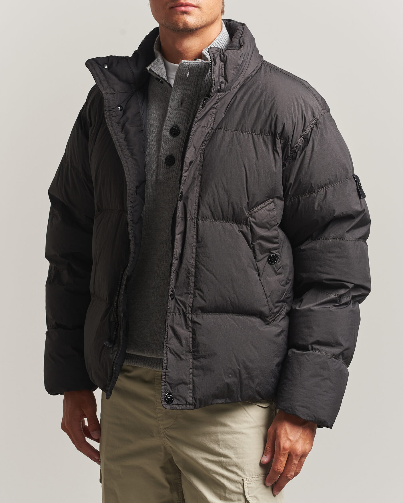 Herre | Jakker | Stone Island | Crinkle Reps Padded Down Jacket Lead Grey