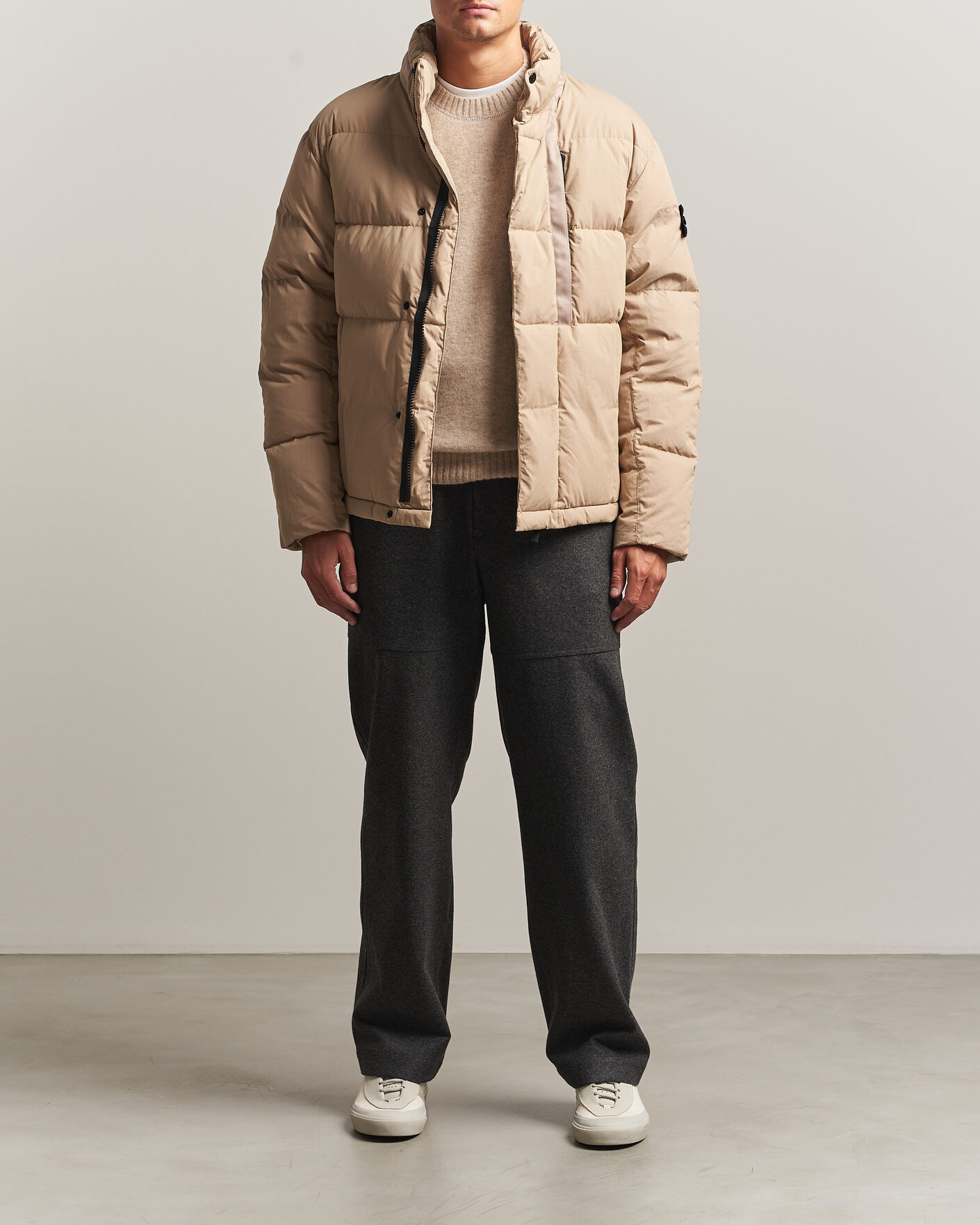 Herre | Jakker | Stone Island | Cotton/Nylon Padded Down Jacket Biscuit