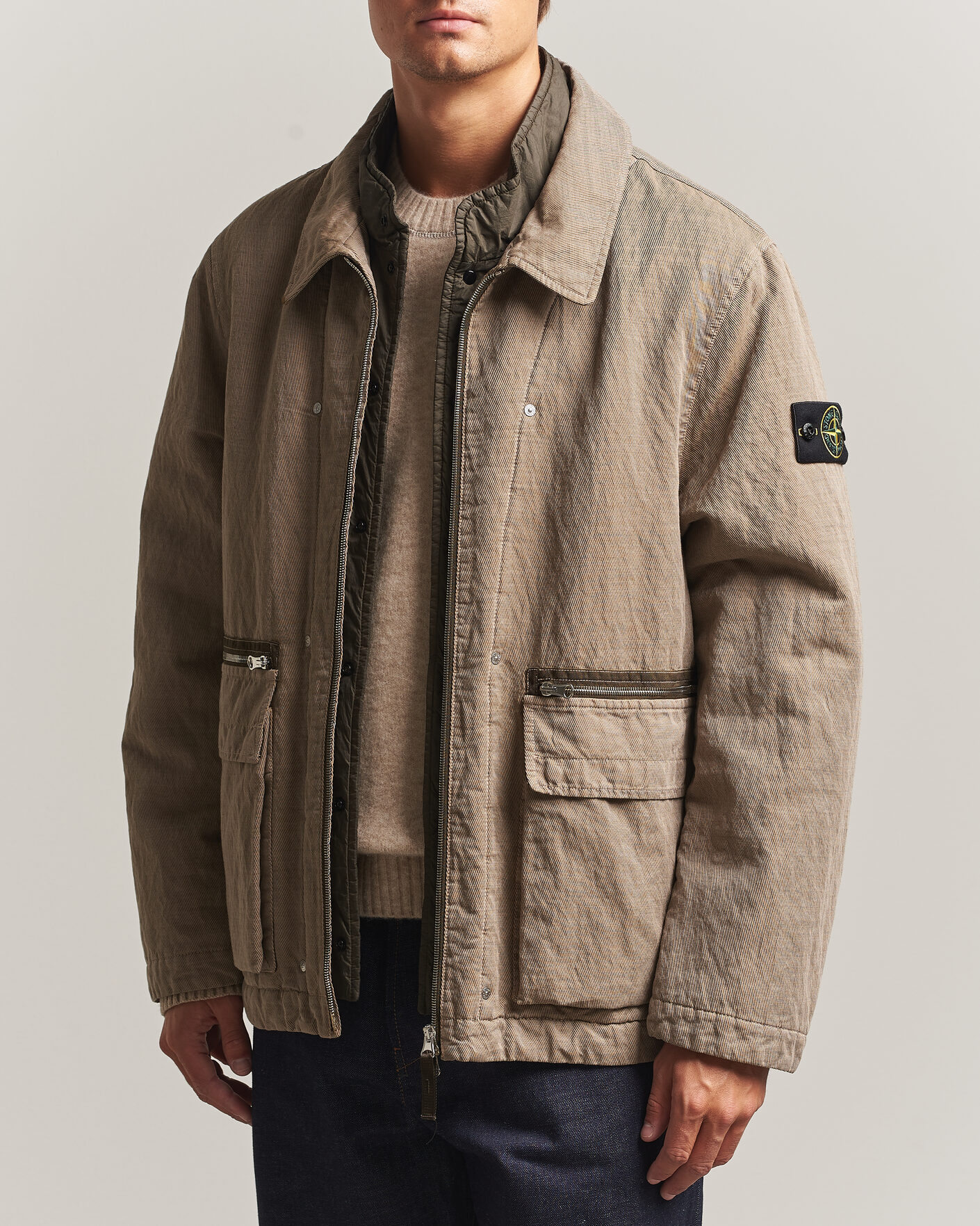 Herre | Jakker | Stone Island | Diagonal Cotton/Wool Field Jacket Biscuit