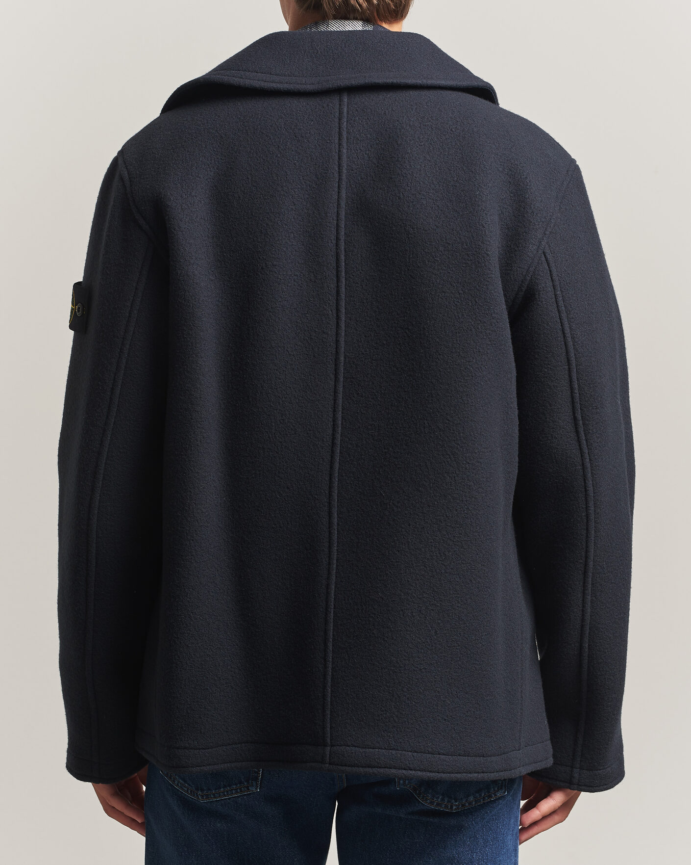 Herre | Jakker | Stone Island | Heavy Melton Wool Peacoat Navy Blue