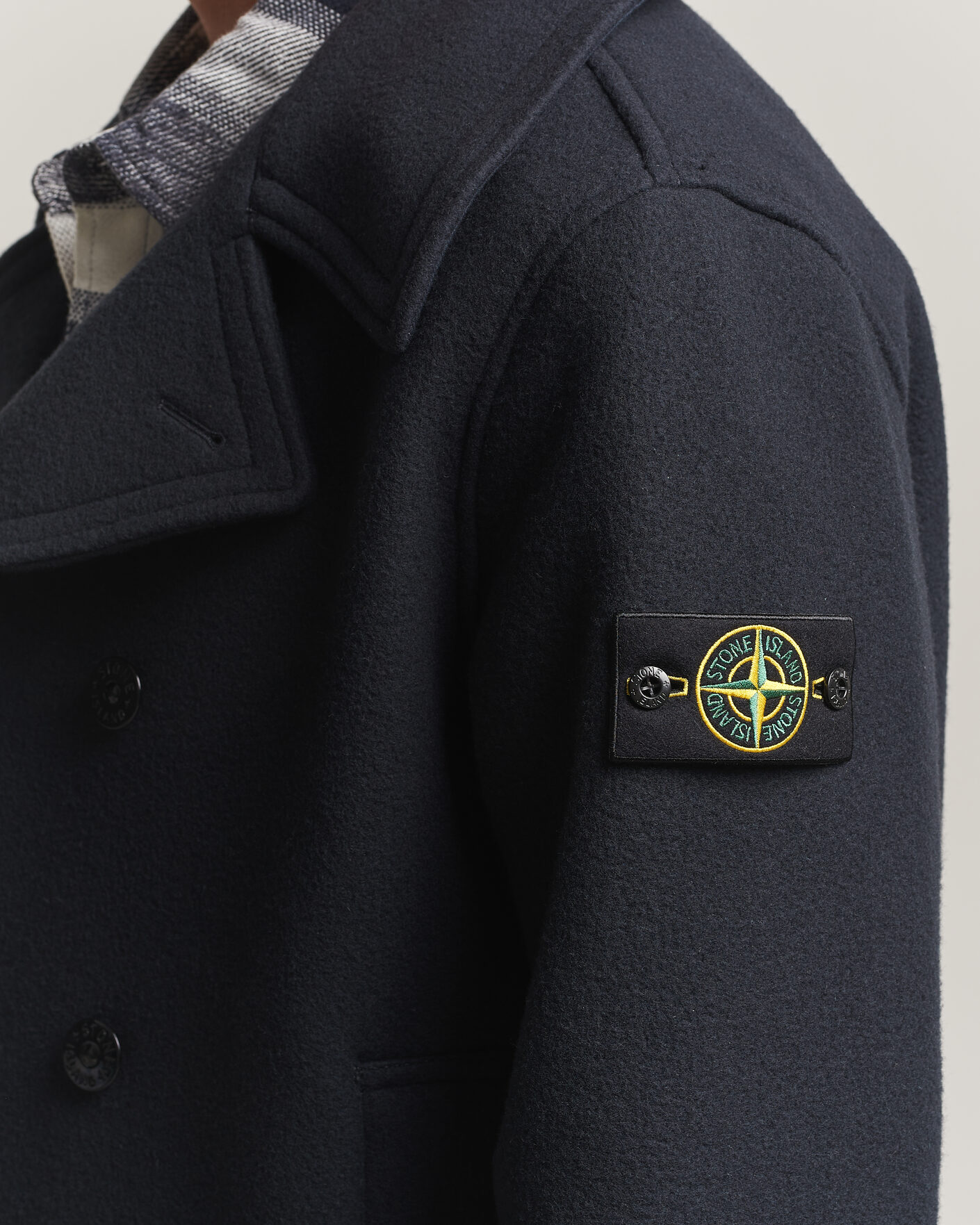 Herre | Jakker | Stone Island | Heavy Melton Wool Peacoat Navy Blue