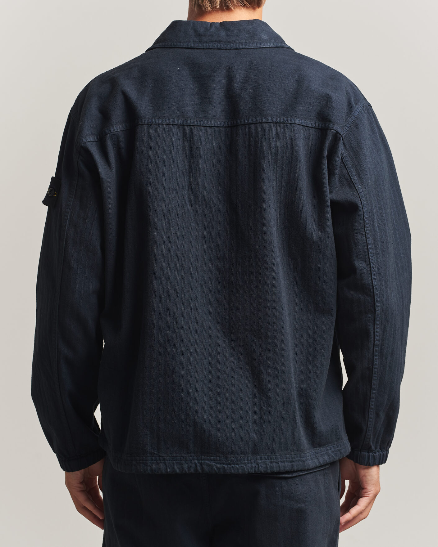 Herre | Skjorter | Stone Island | Garment Dyed Cotton Herringbone Overshirt Navy Blue