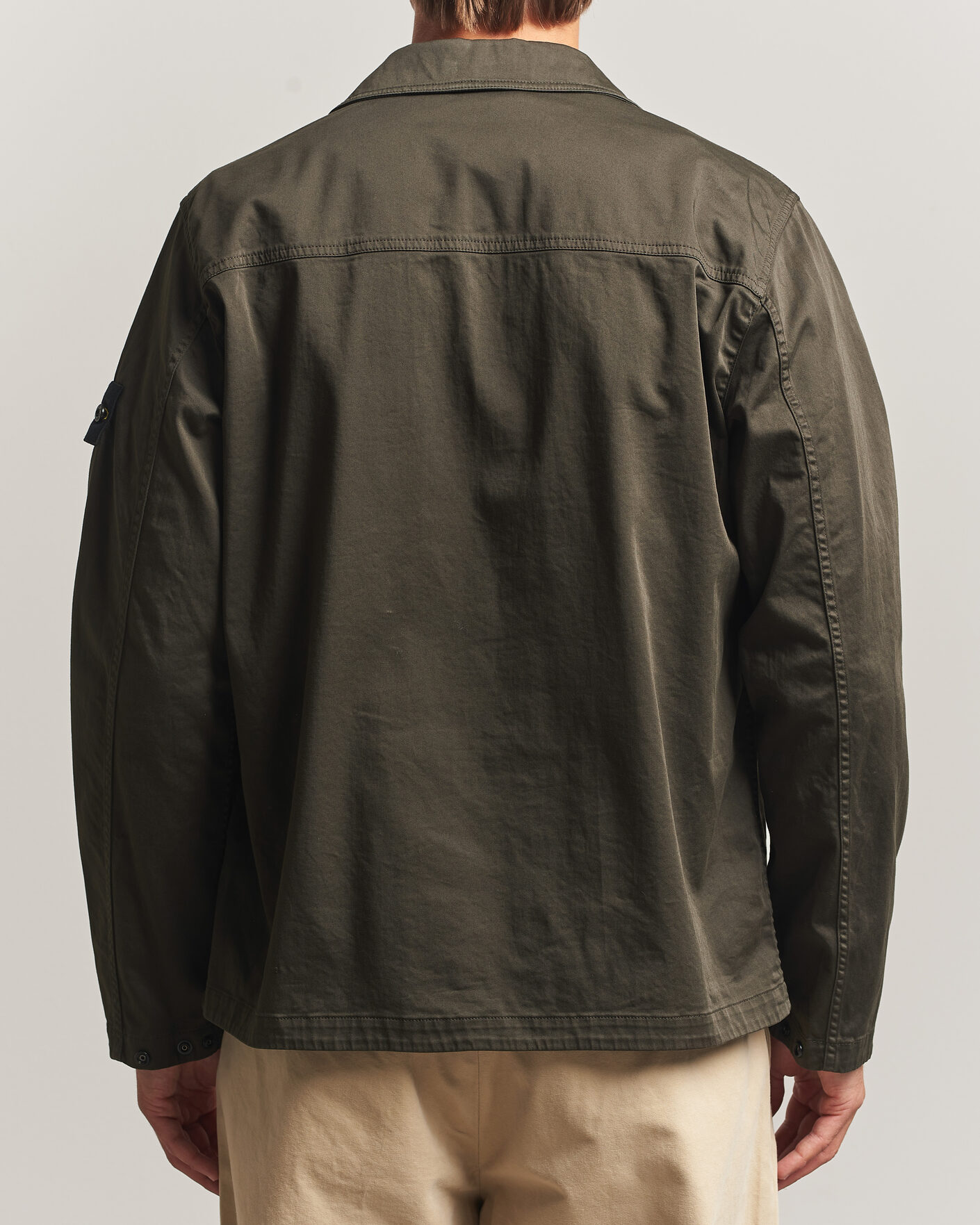 Herre | Skjorter | Stone Island | Organic Cotton Satin Stretch Zip Overshirt Grey
