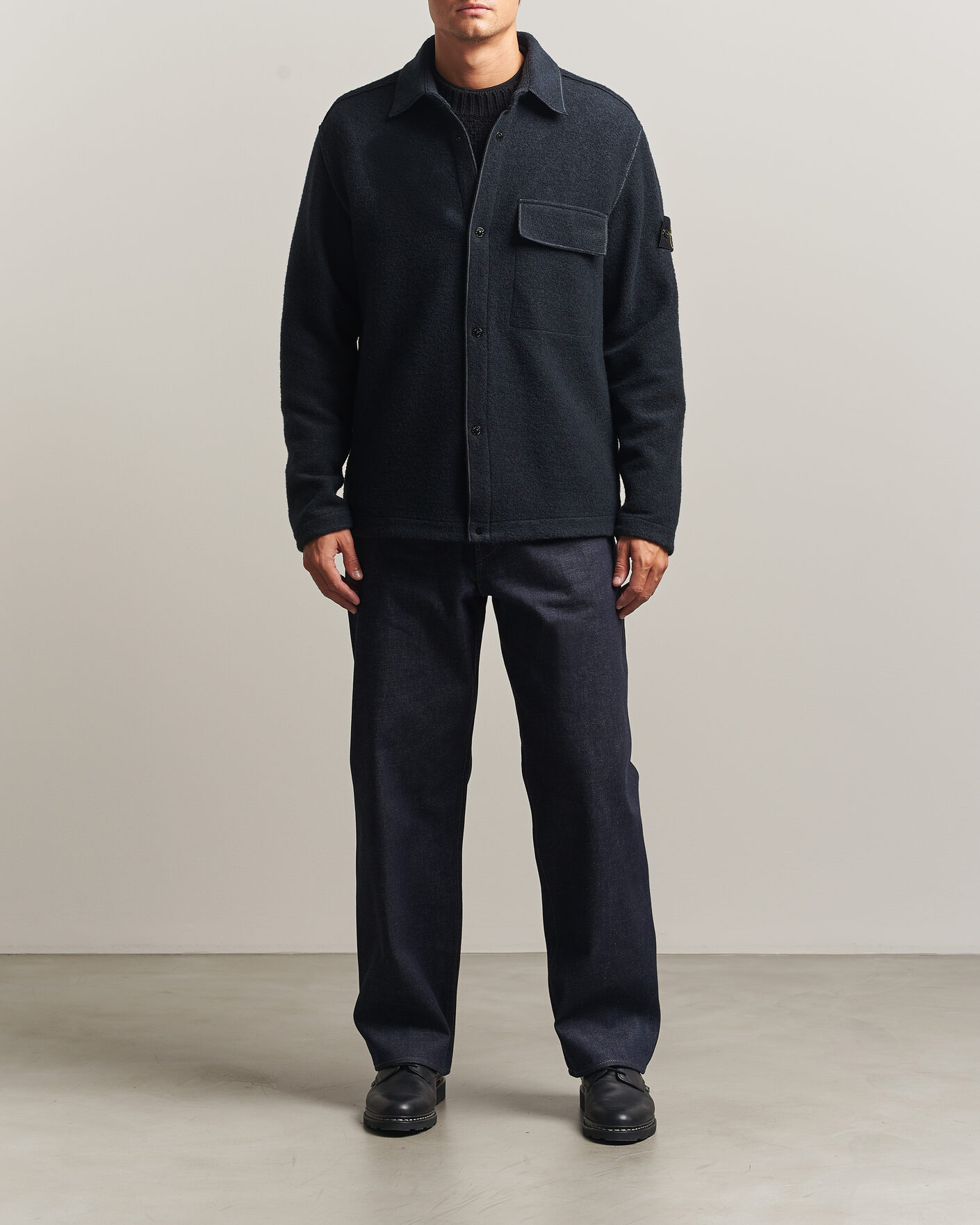 Herre | Skjorter | Stone Island | Micro Bouclé Overshirt Navy Blue