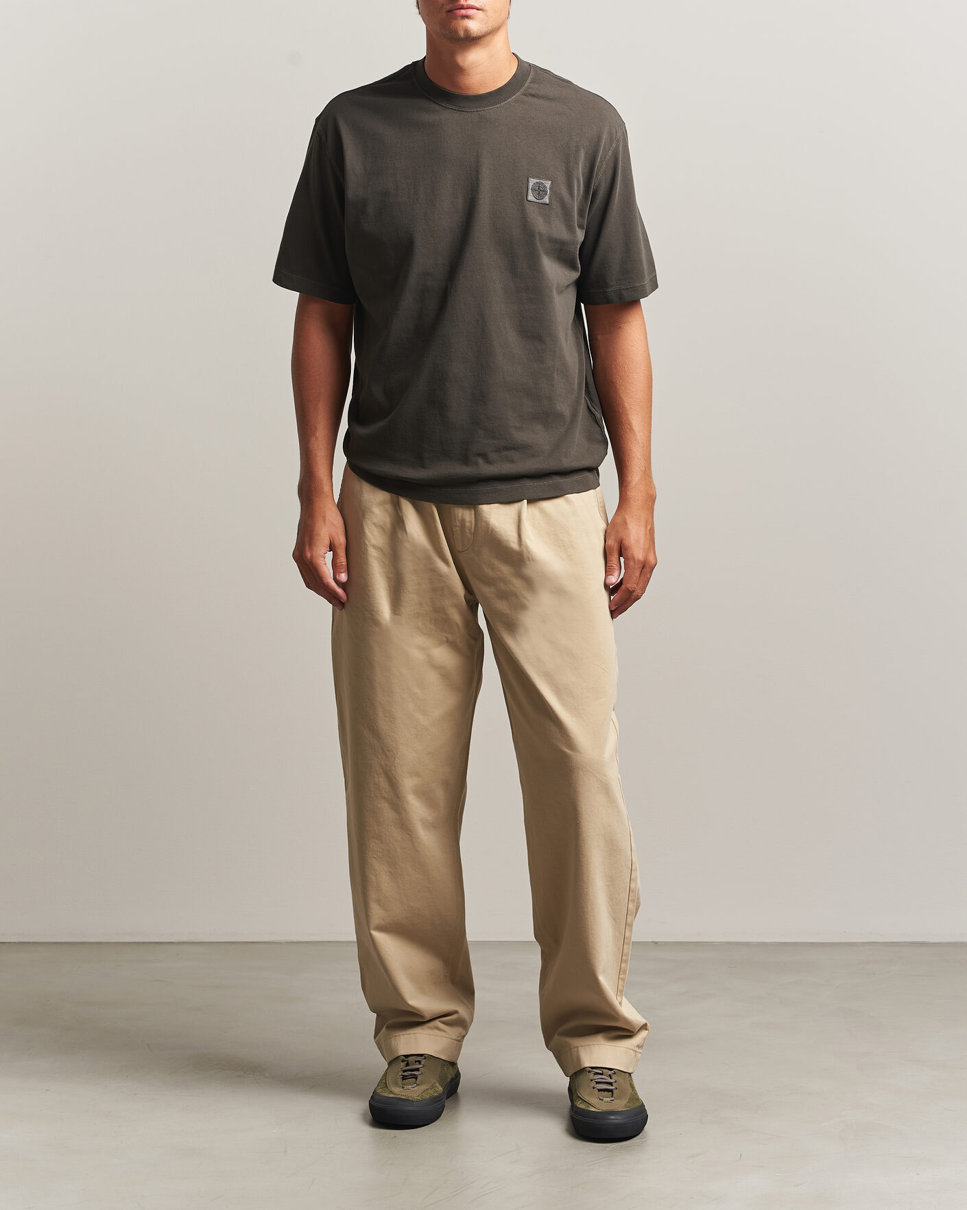 Herre | T-Shirts | Stone Island | Combed Organic Cotton T-Shirt Coal Grey