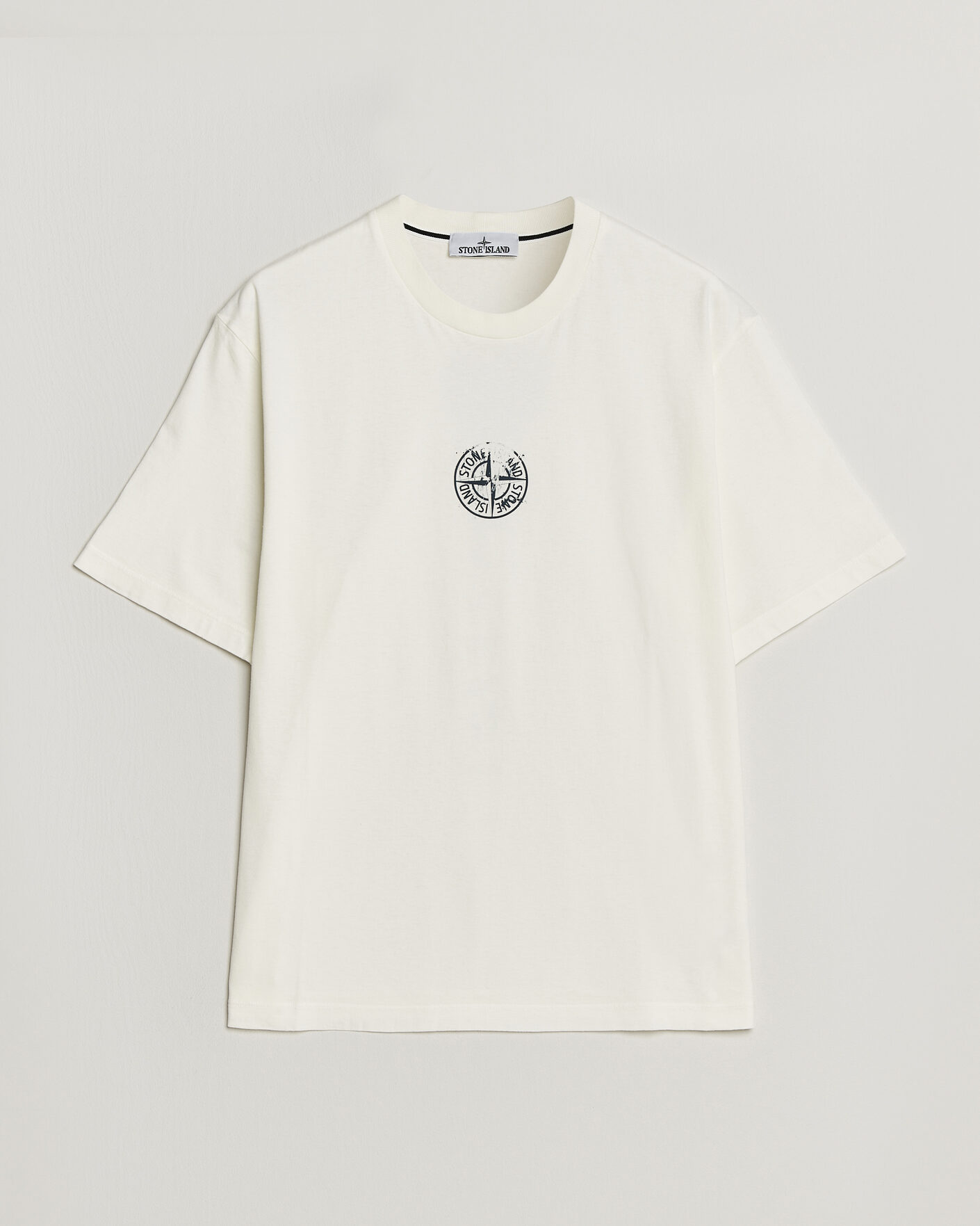 Herre | T-Shirts | Stone Island | Vertical Placement Print Cotton T-Shirt Ivory