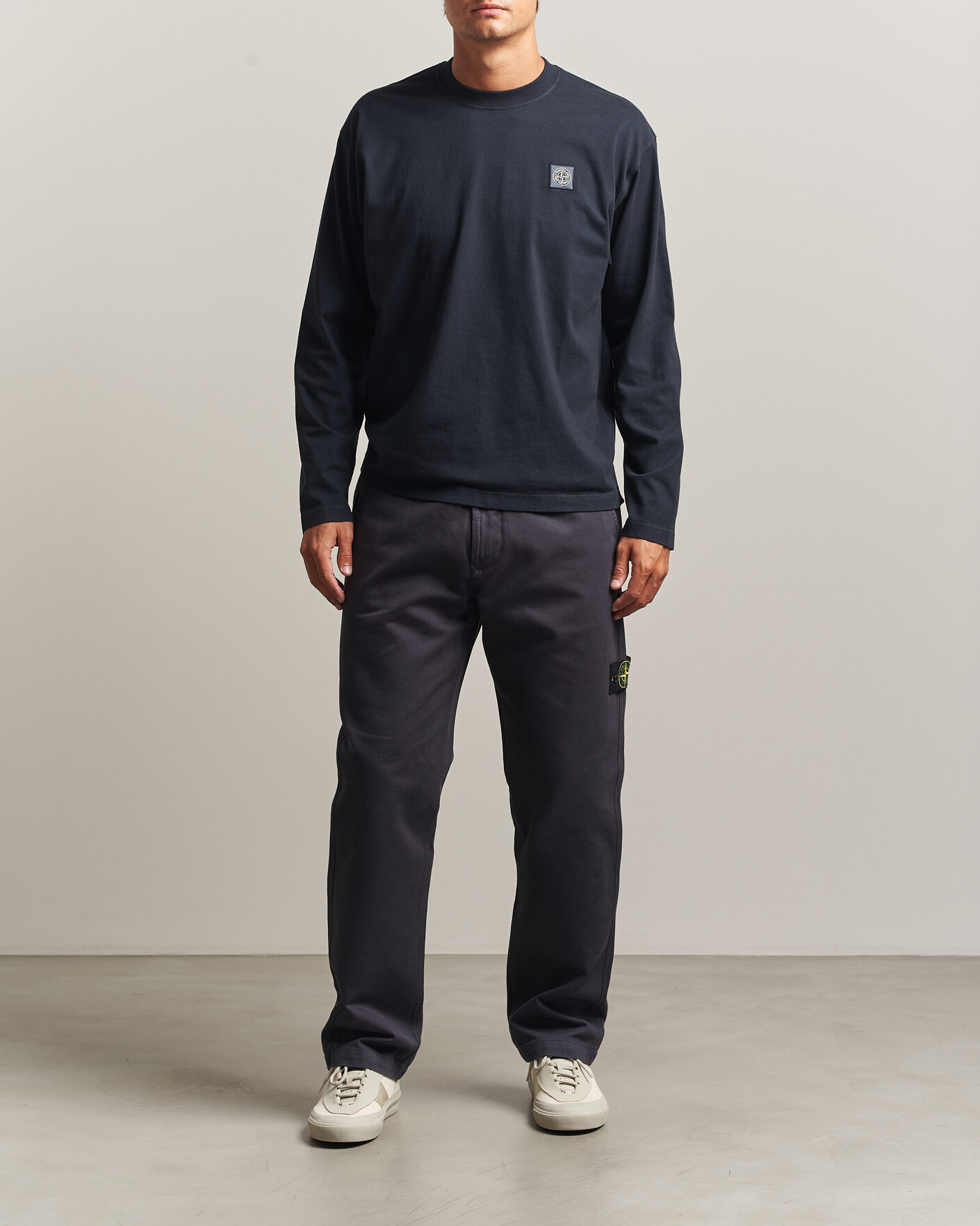 Herre | T-Shirts | Stone Island | Organic Cotton Jersey Long Sleeve T-Shirt Navy Blue