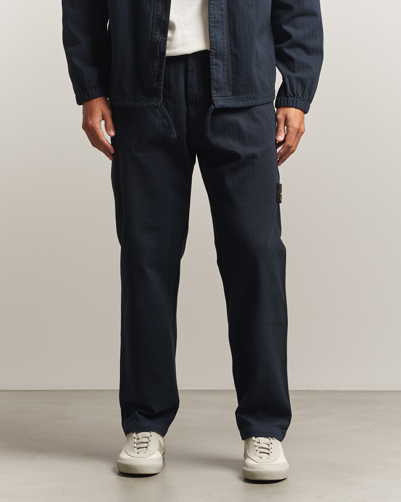 Herre | Bukser | Stone Island | Cotton Herringbone Pants Navy Blue