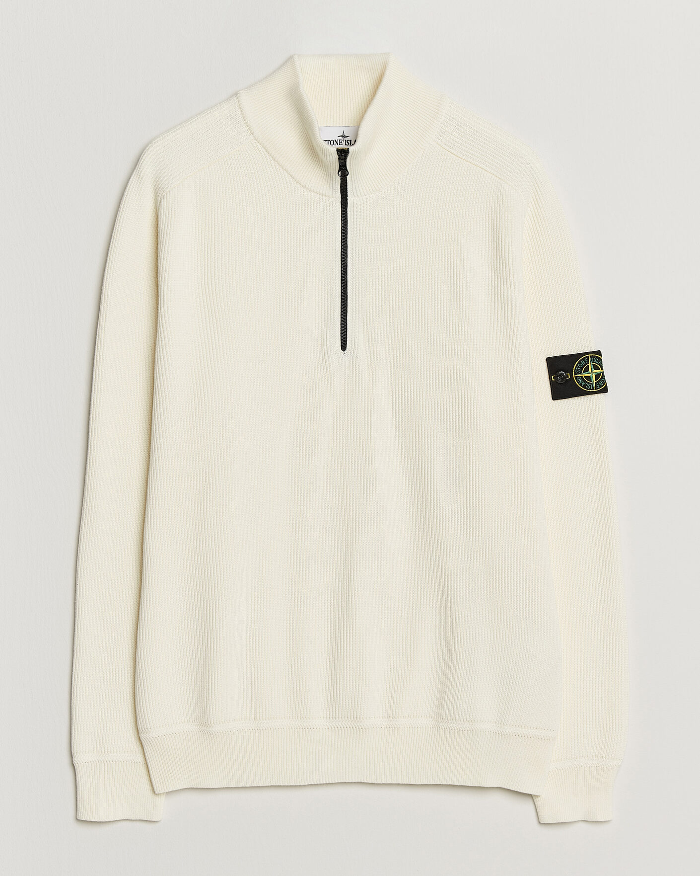 Herre | Gensere | Stone Island | Ribbed Soft Organic Cotton Half-Zip Ivory