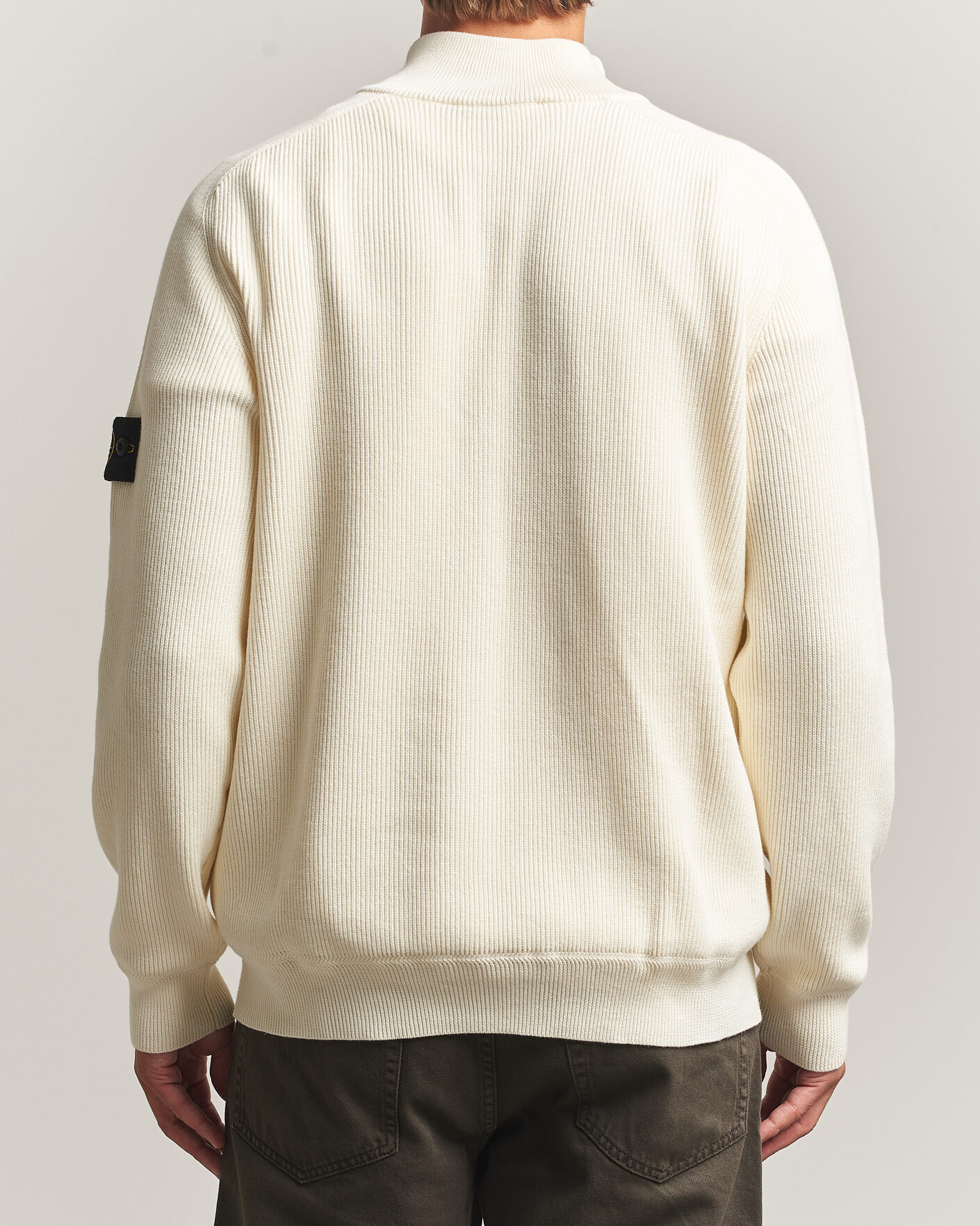 Herre | Gensere | Stone Island | Ribbed Soft Organic Cotton Half-Zip Ivory