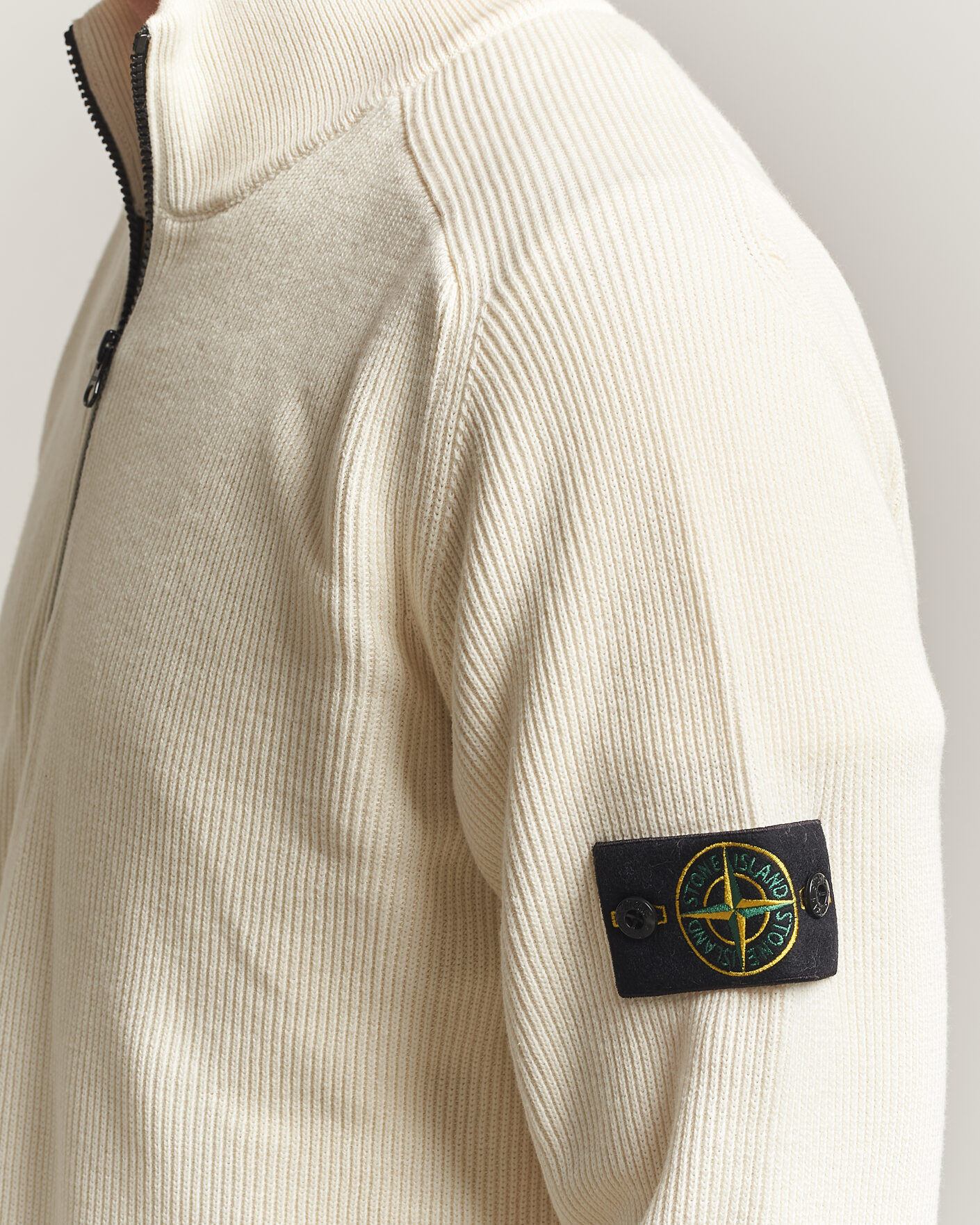 Herre | Gensere | Stone Island | Ribbed Soft Organic Cotton Half-Zip Ivory