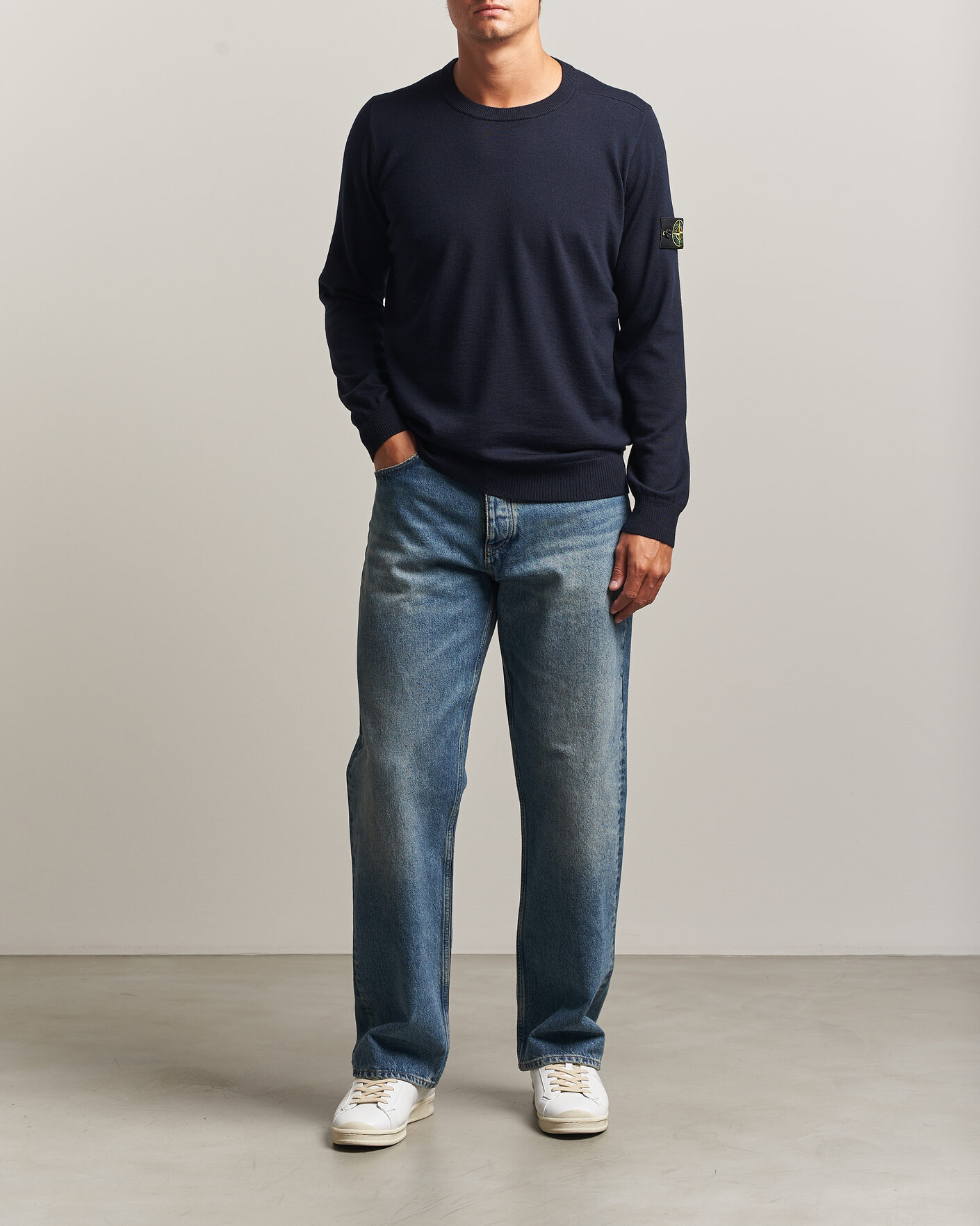Herre | Gensere | Stone Island | Light Pure Wool Crew Neck Navy Blue