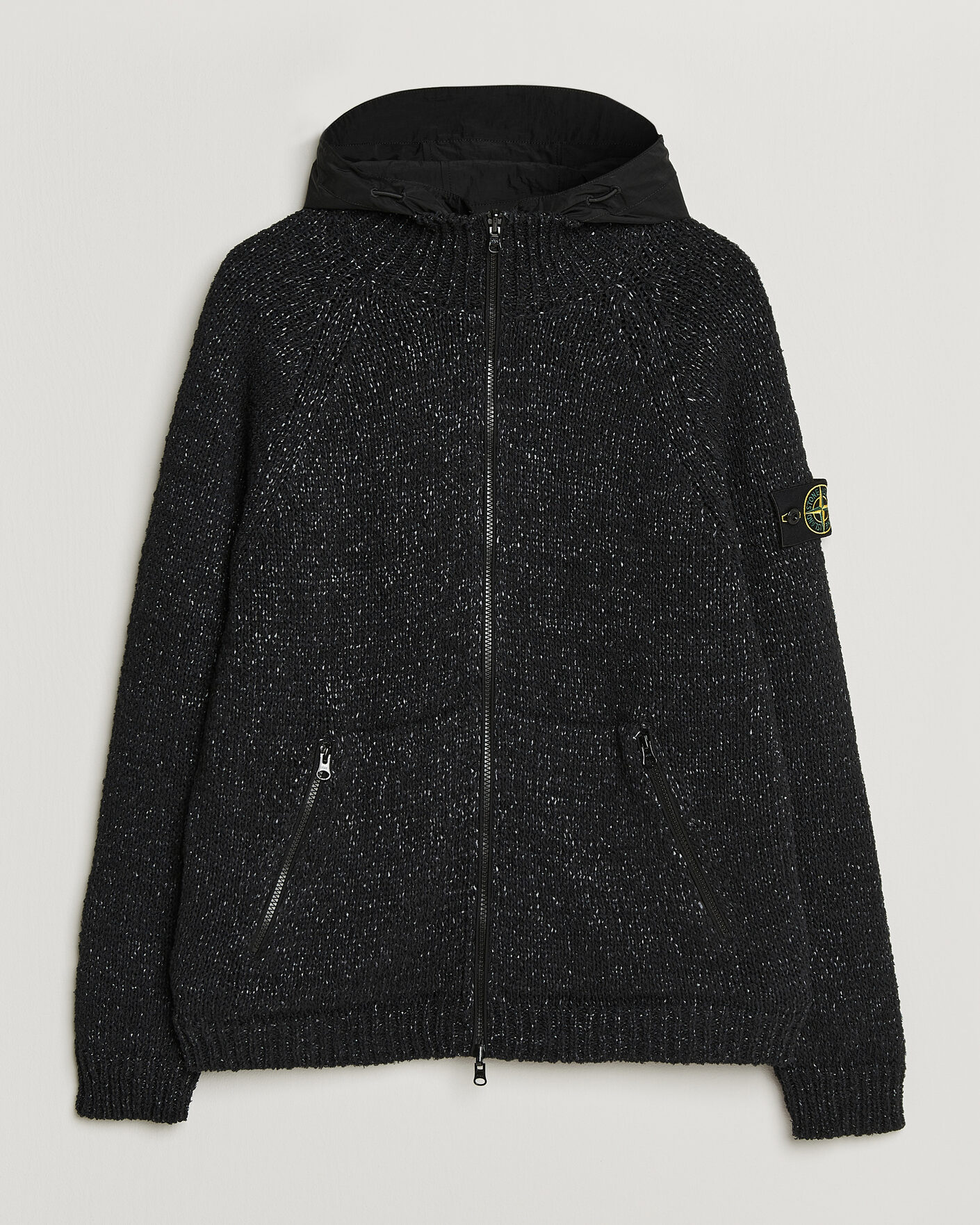 Herre | Gensere | Stone Island | Brushed Cotton/Nylon Reversible Zip Hood Black