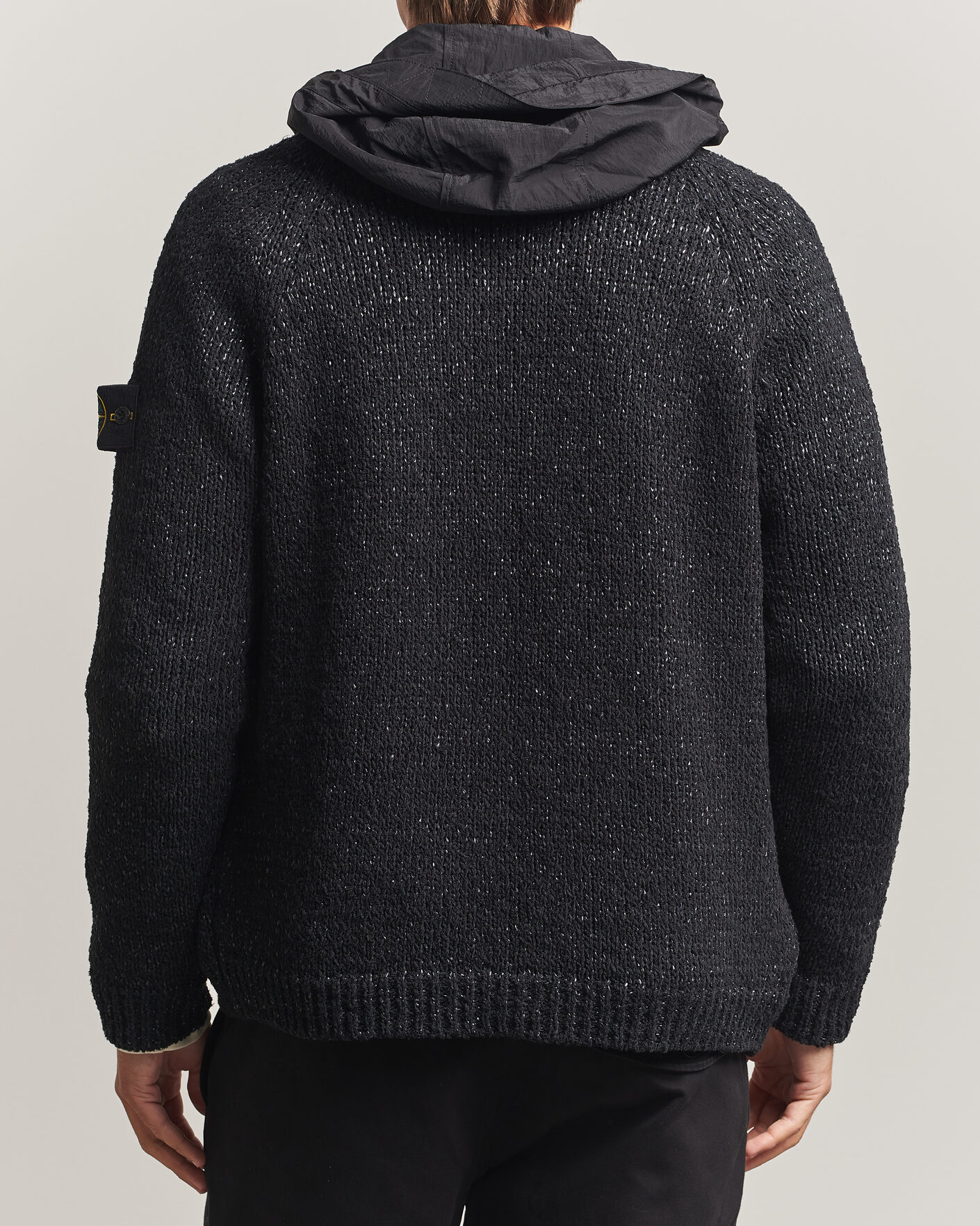 Herre | Gensere | Stone Island | Brushed Cotton/Nylon Reversible Zip Hood Black