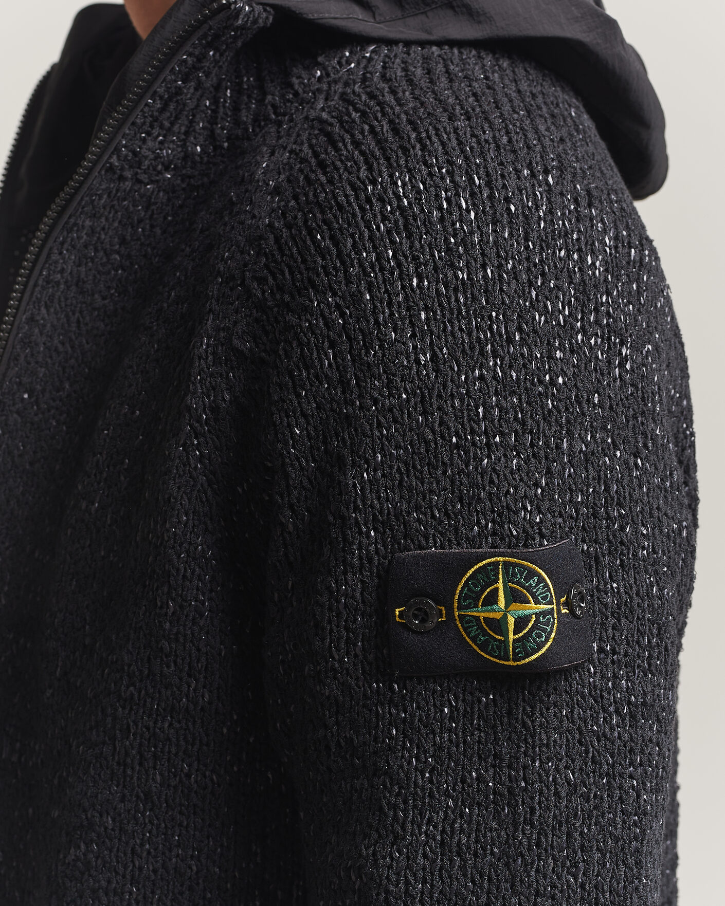 Herre | Gensere | Stone Island | Brushed Cotton/Nylon Reversible Zip Hood Black