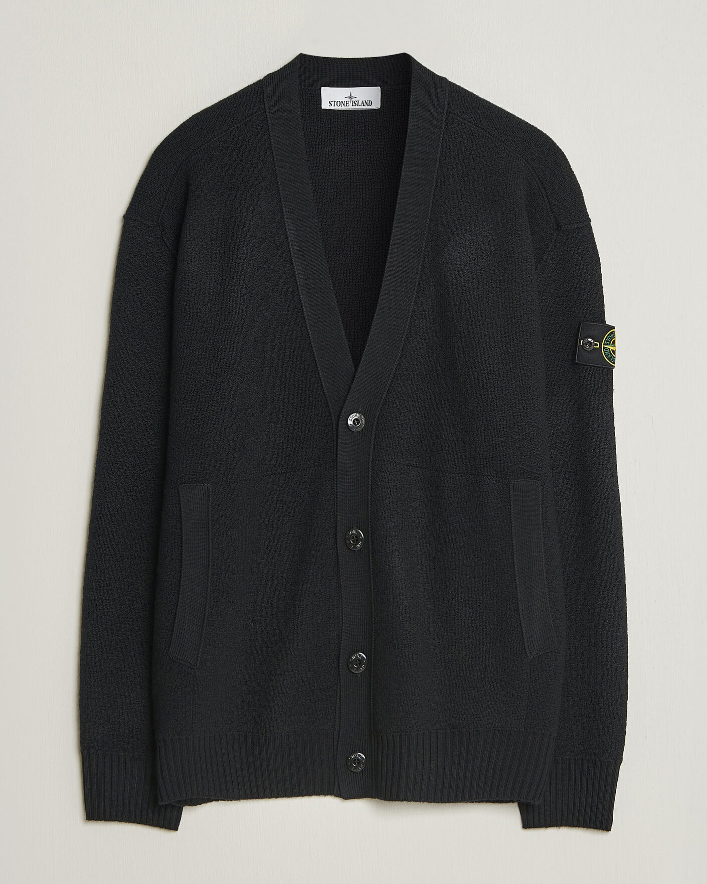 Herre | Gensere | Stone Island | Textured Stitch Wool Cardigan Black