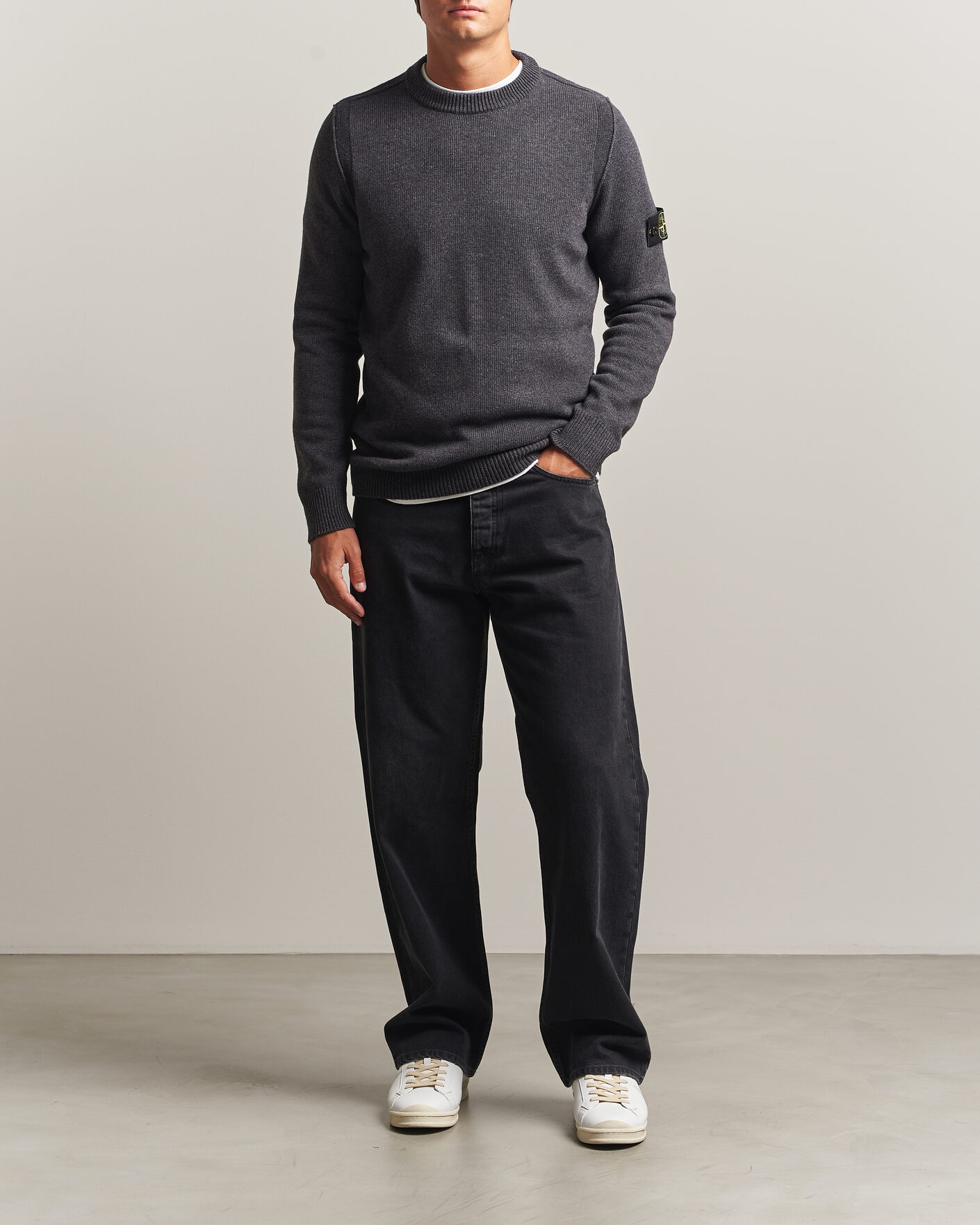 Herre | Gensere | Stone Island | Knitted Lambswool Crew Neck Melange Lead