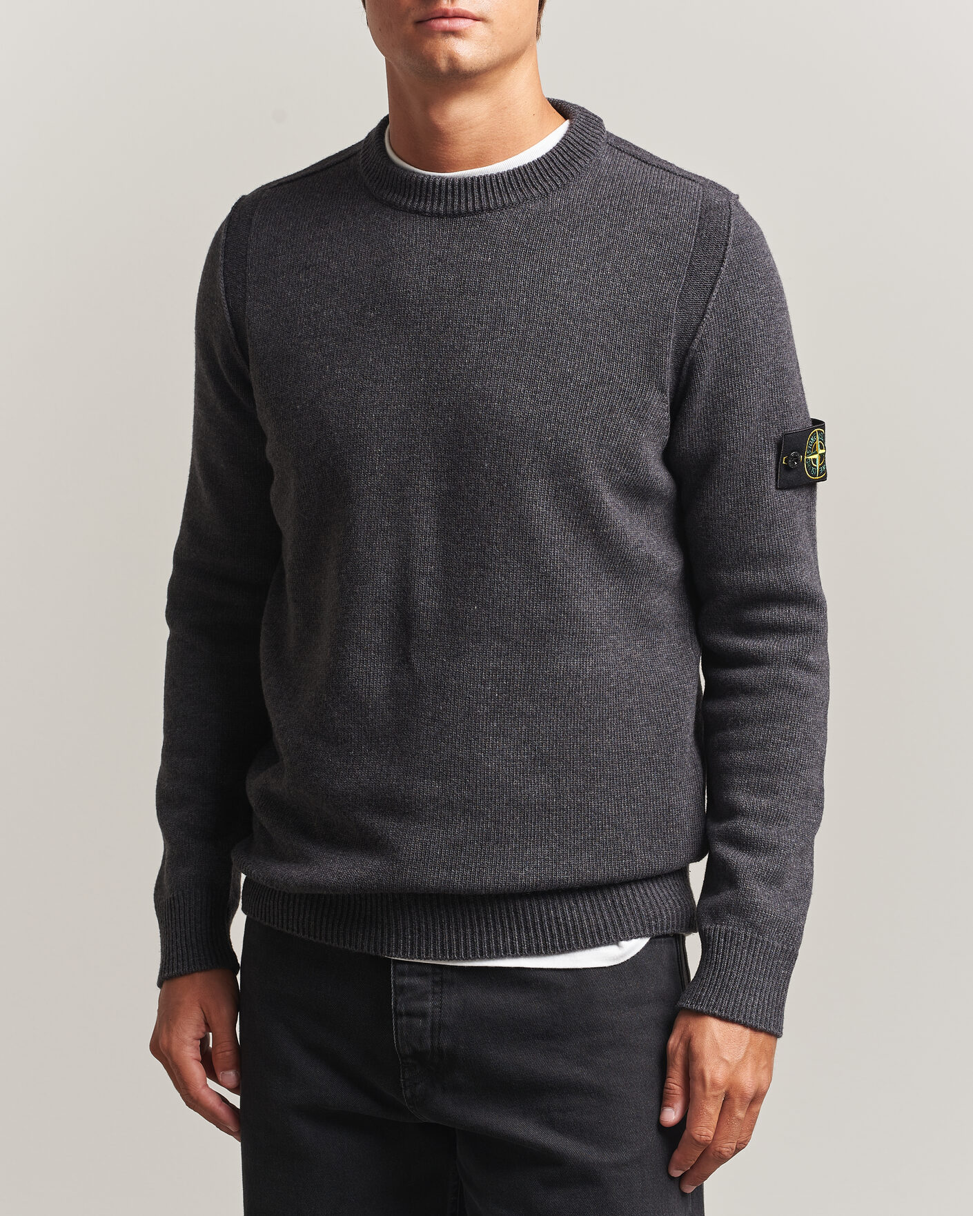 Herre | Gensere | Stone Island | Knitted Lambswool Crew Neck Melange Lead