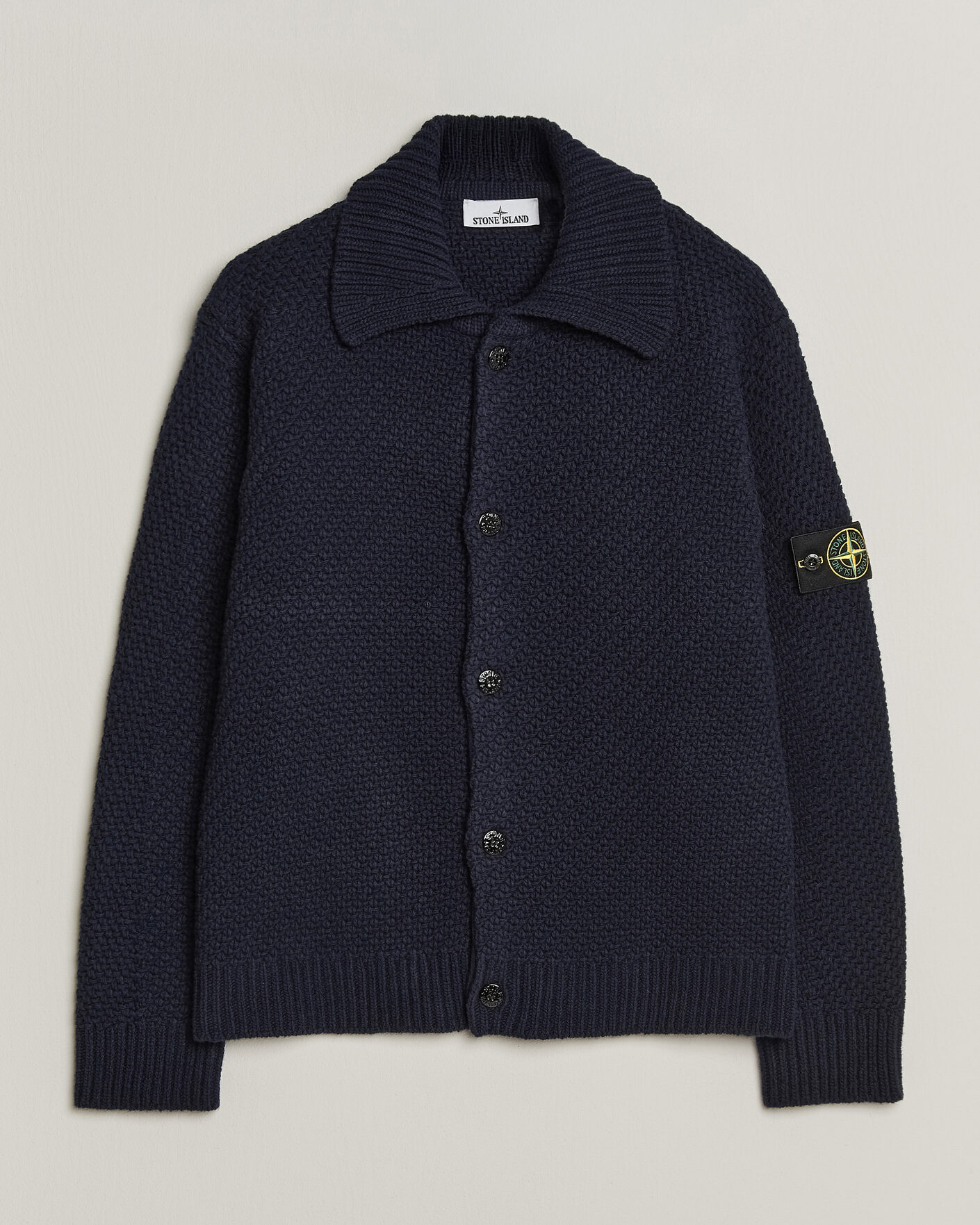 Herre | Gensere | Stone Island | Basket Stitch Lambswool Cardigan Navy Blue