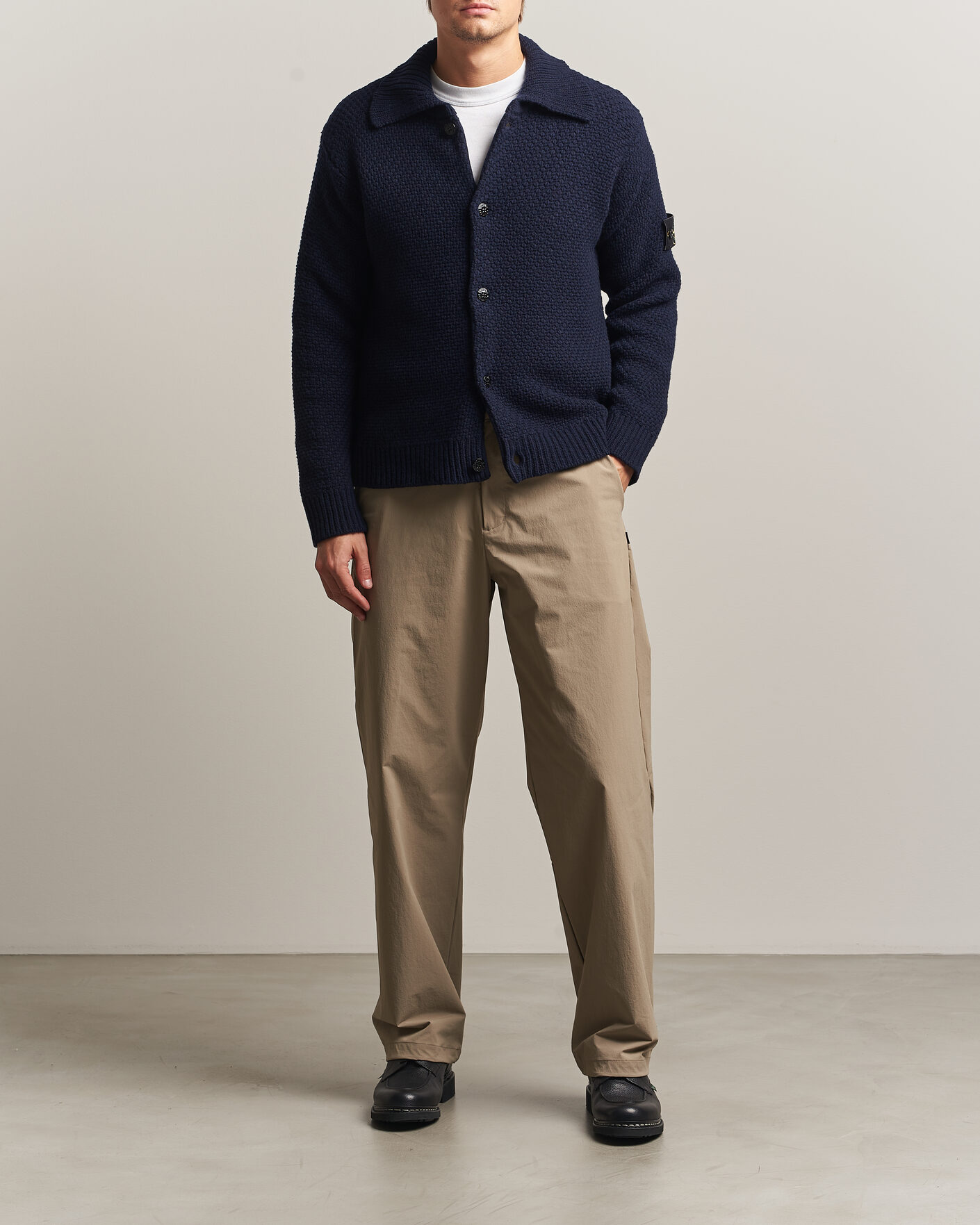 Herre | Gensere | Stone Island | Basket Stitch Lambswool Cardigan Navy Blue