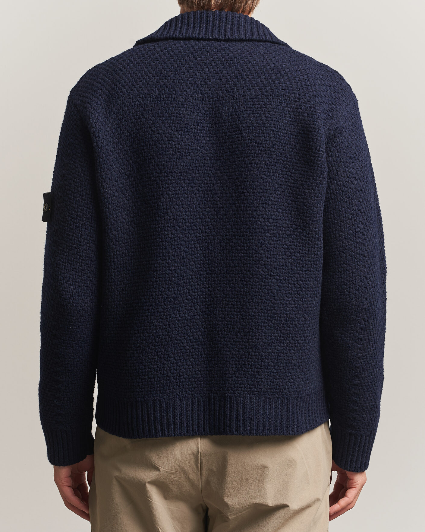 Herre | Gensere | Stone Island | Basket Stitch Lambswool Cardigan Navy Blue