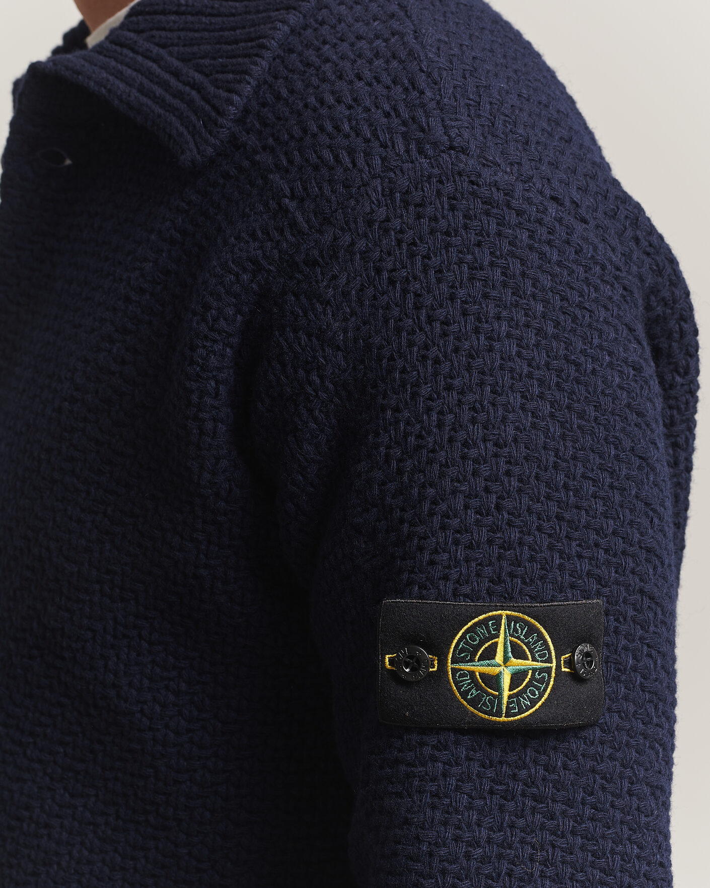 Herre | Gensere | Stone Island | Basket Stitch Lambswool Cardigan Navy Blue