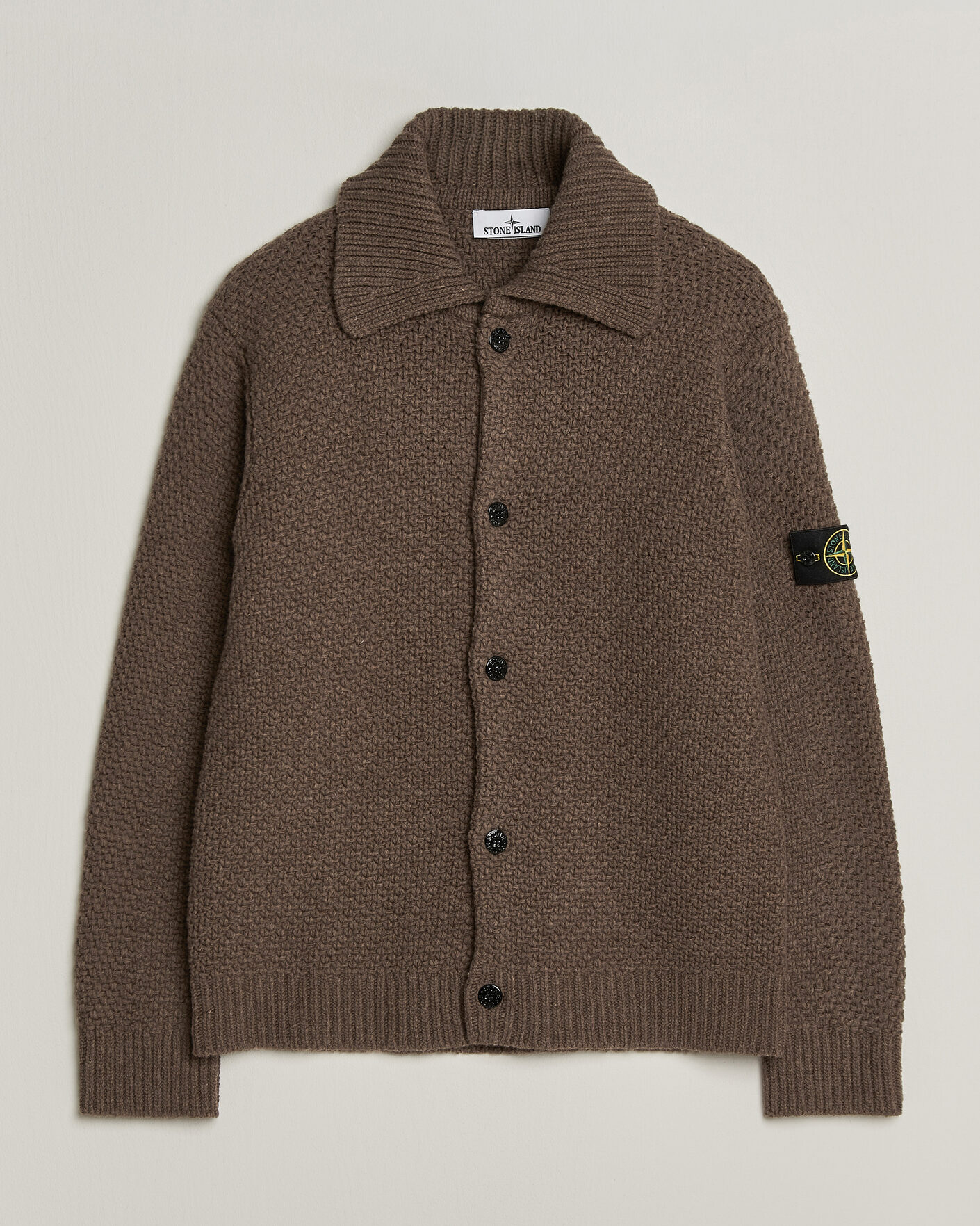 Herre | Gensere | Stone Island | Basket Stitch Lambswool Cardigan Umber Melange