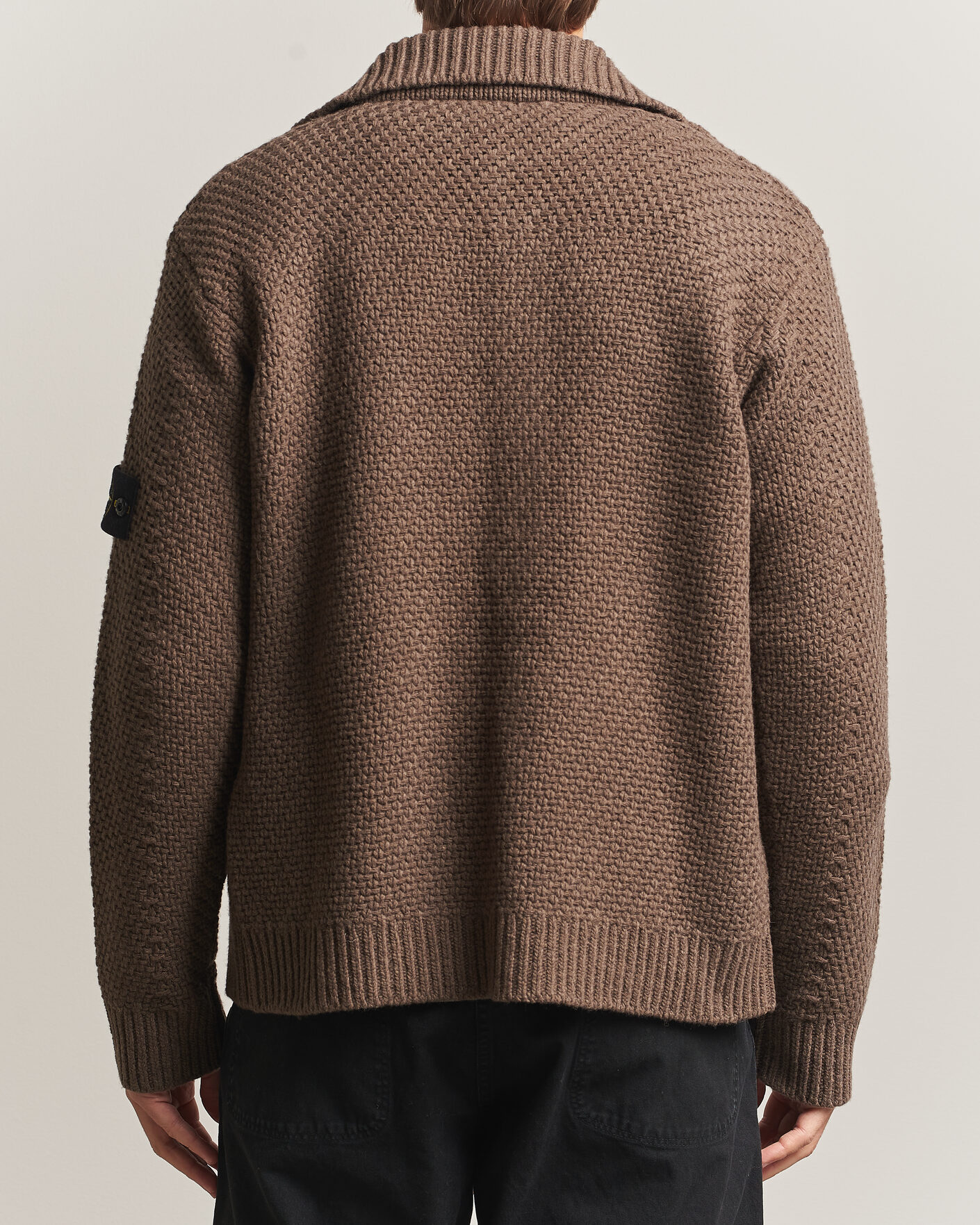 Herre | Gensere | Stone Island | Basket Stitch Lambswool Cardigan Umber Melange