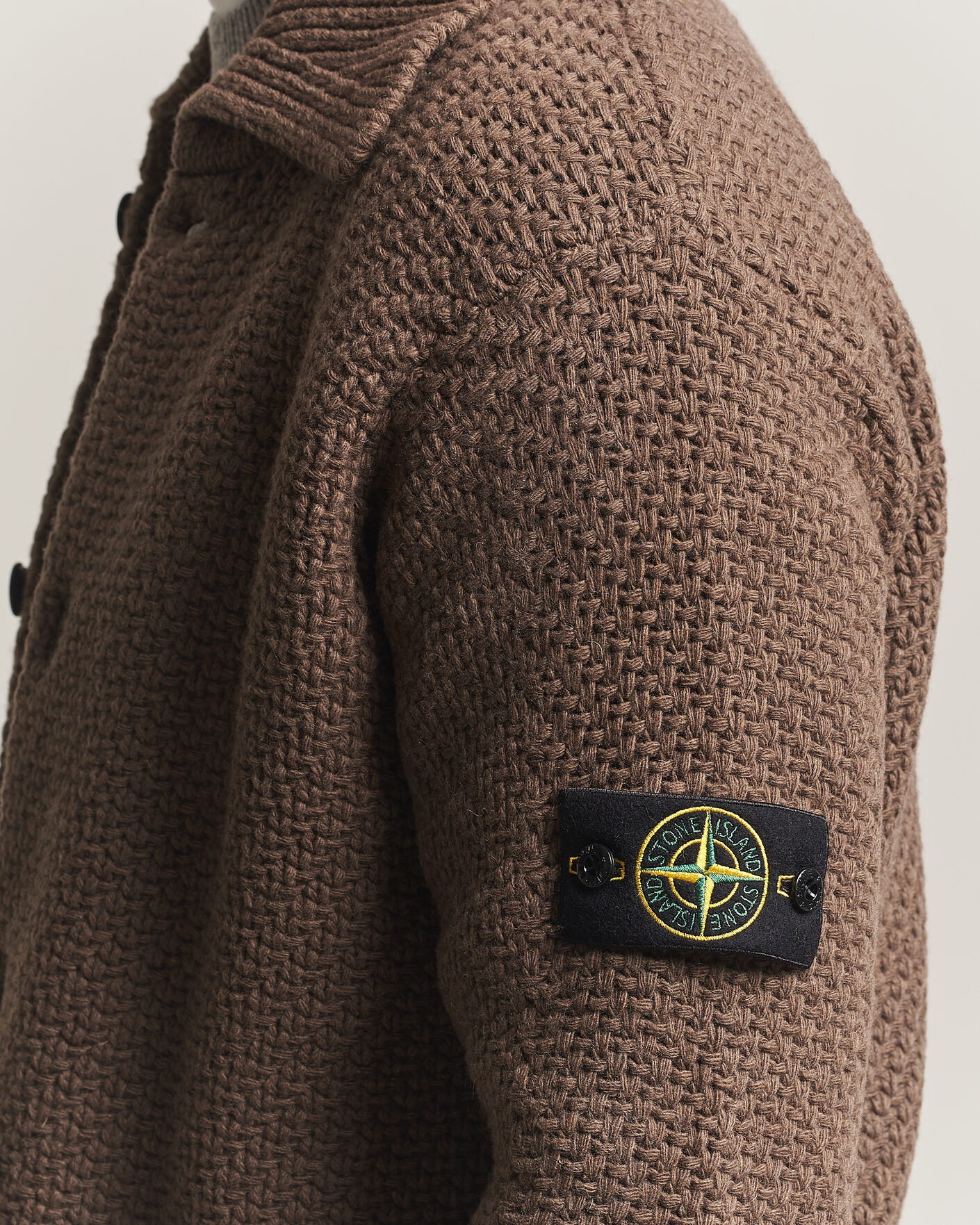 Herre | Gensere | Stone Island | Basket Stitch Lambswool Cardigan Umber Melange