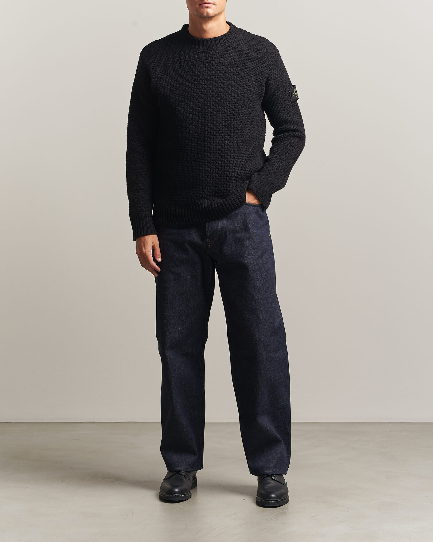 Herre | Gensere | Stone Island | Basket Stitch Lambswool Crew Neck Black