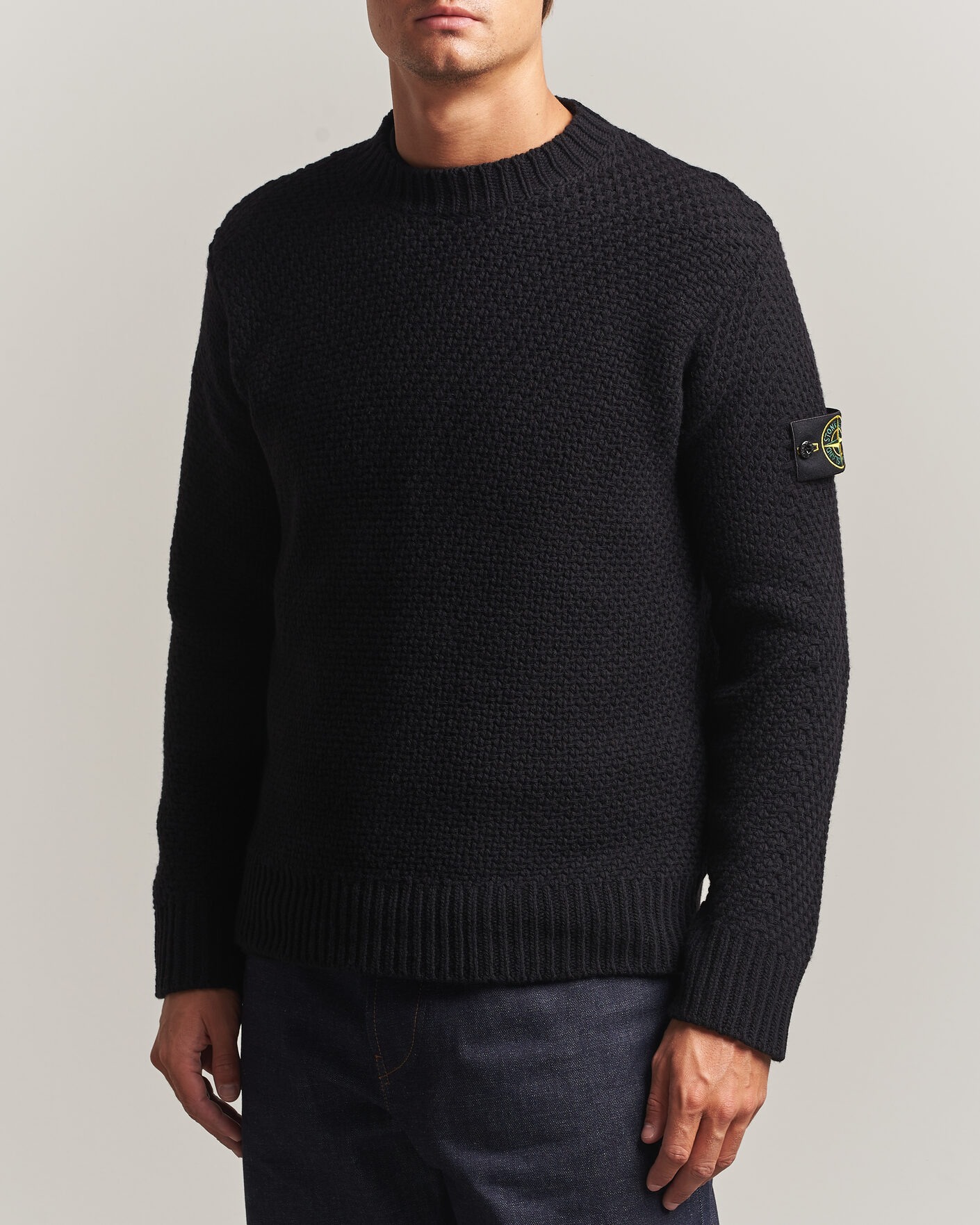 Herre | Gensere | Stone Island | Basket Stitch Lambswool Crew Neck Black