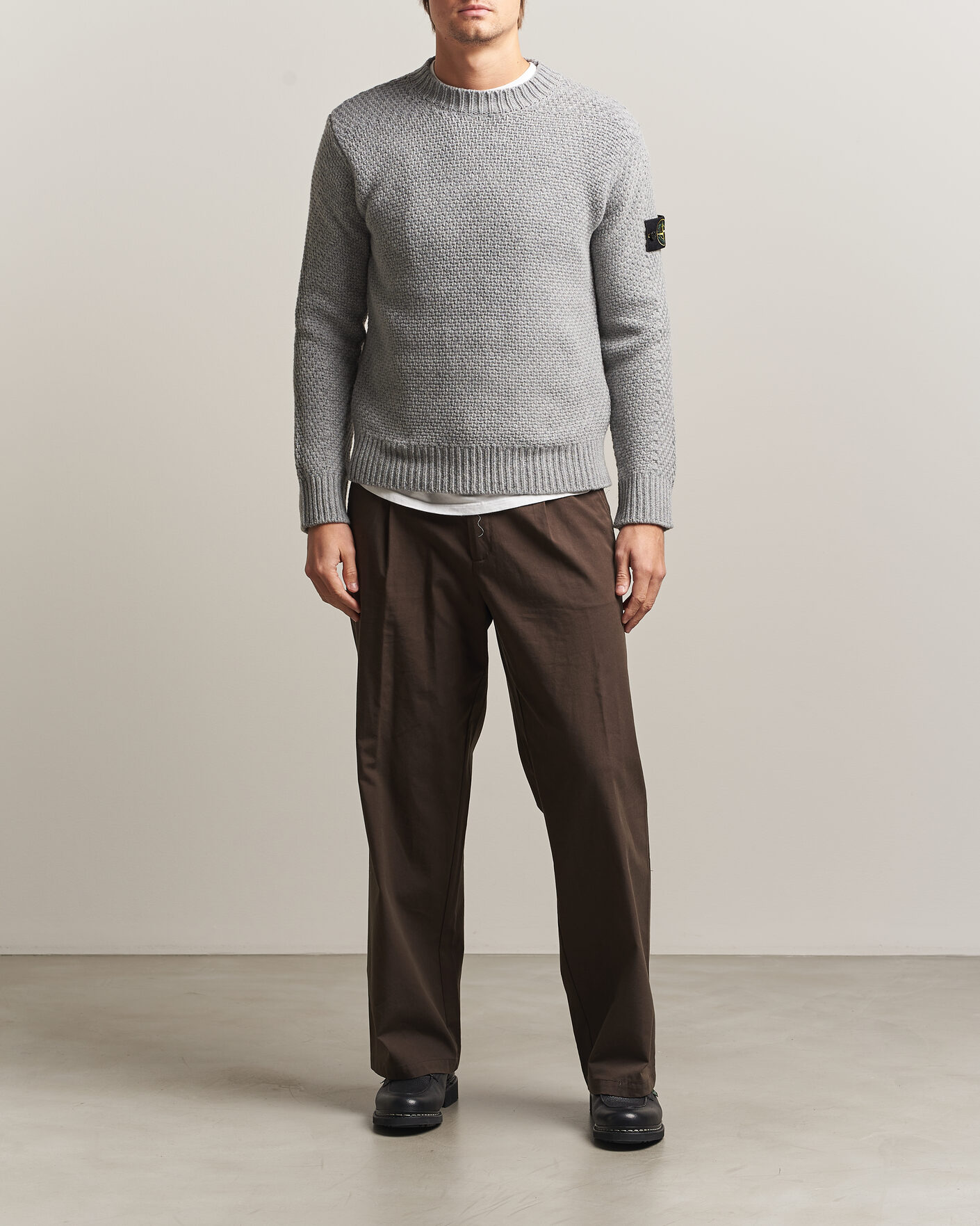 Herre | Gensere | Stone Island | Basket Stitch Lambswool Crew Neck Grey Melange