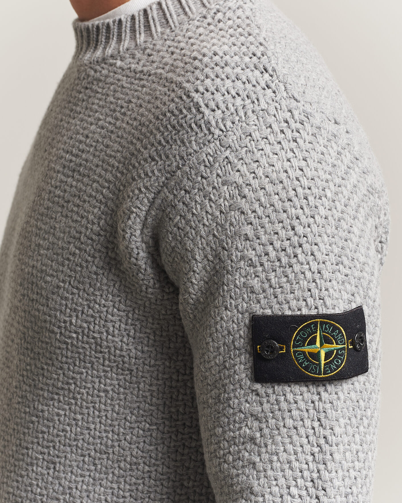 Herre | Gensere | Stone Island | Basket Stitch Lambswool Crew Neck Grey Melange