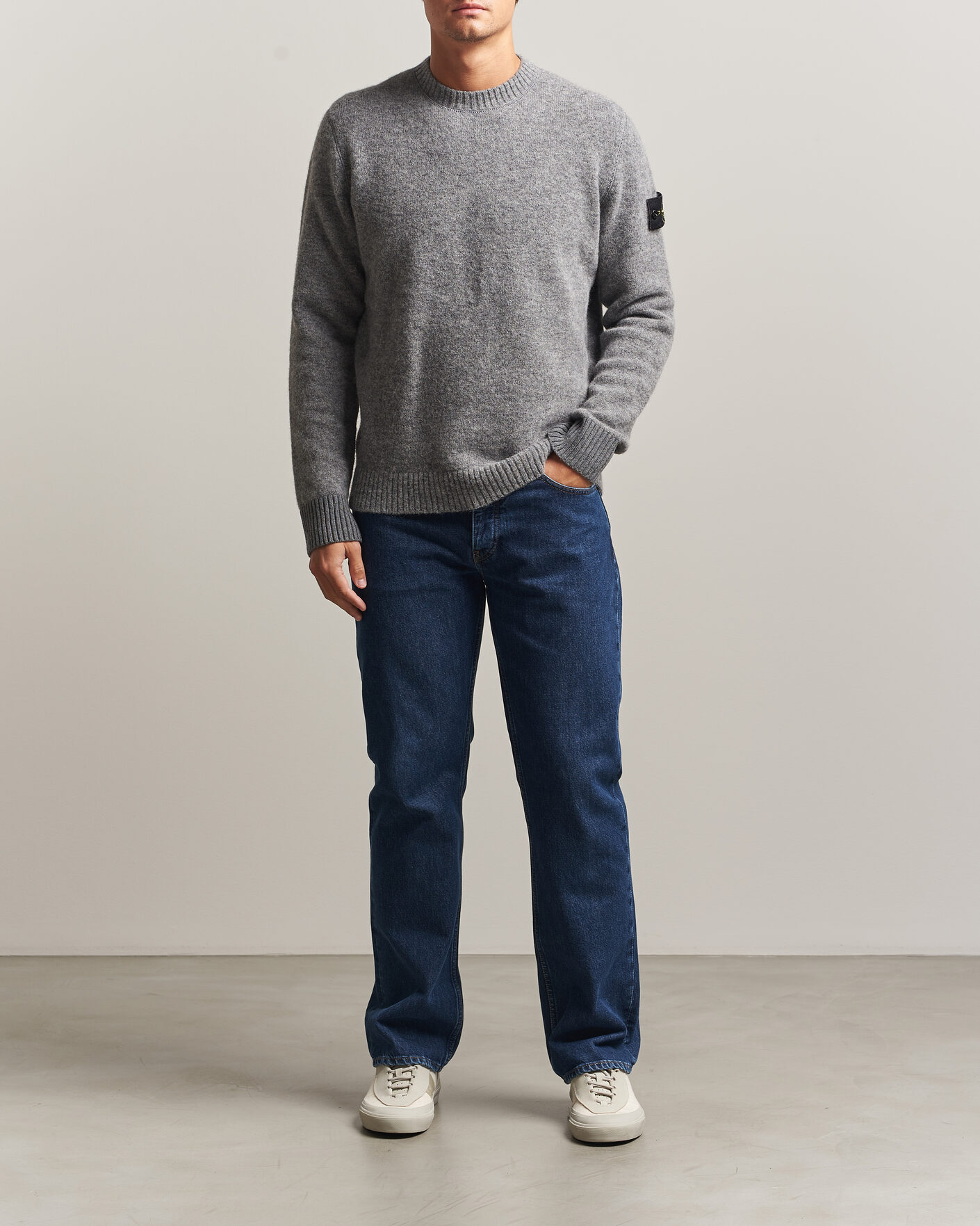 Herre | Gensere | Stone Island | Baby Alpaca Blend Contrast Crew Grey Melange
