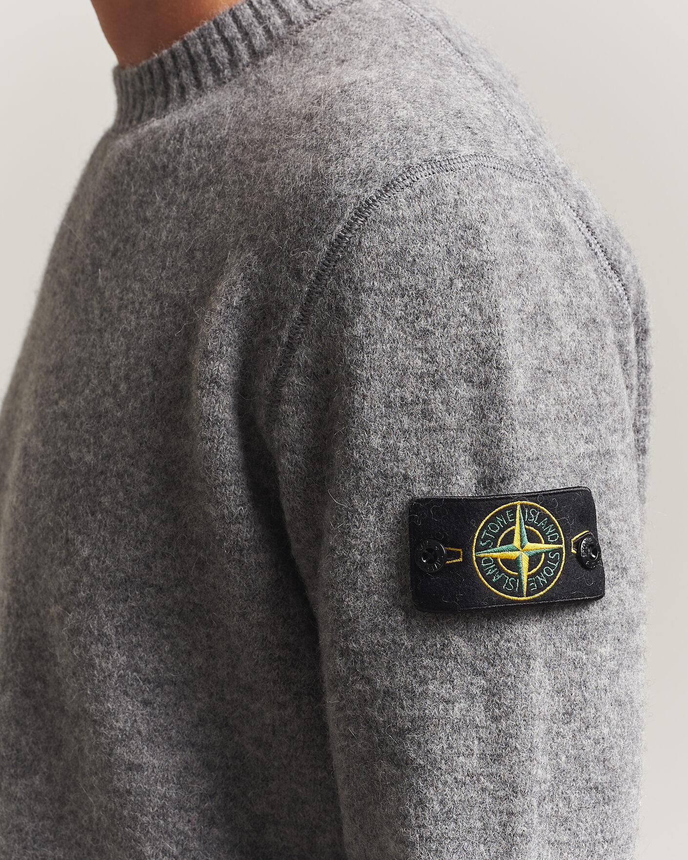 Herre | Gensere | Stone Island | Baby Alpaca Blend Contrast Crew Grey Melange