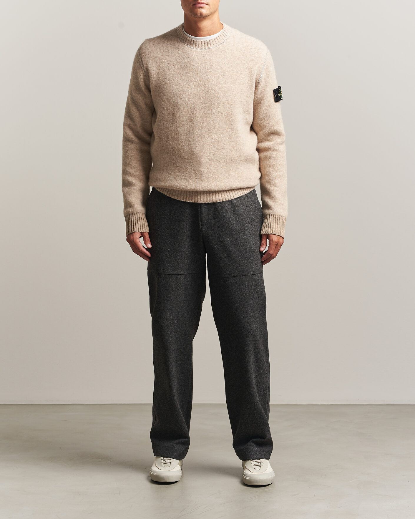 Herre | Gensere | Stone Island | Baby Alpaca Blend Contrast Crew Beige Melange