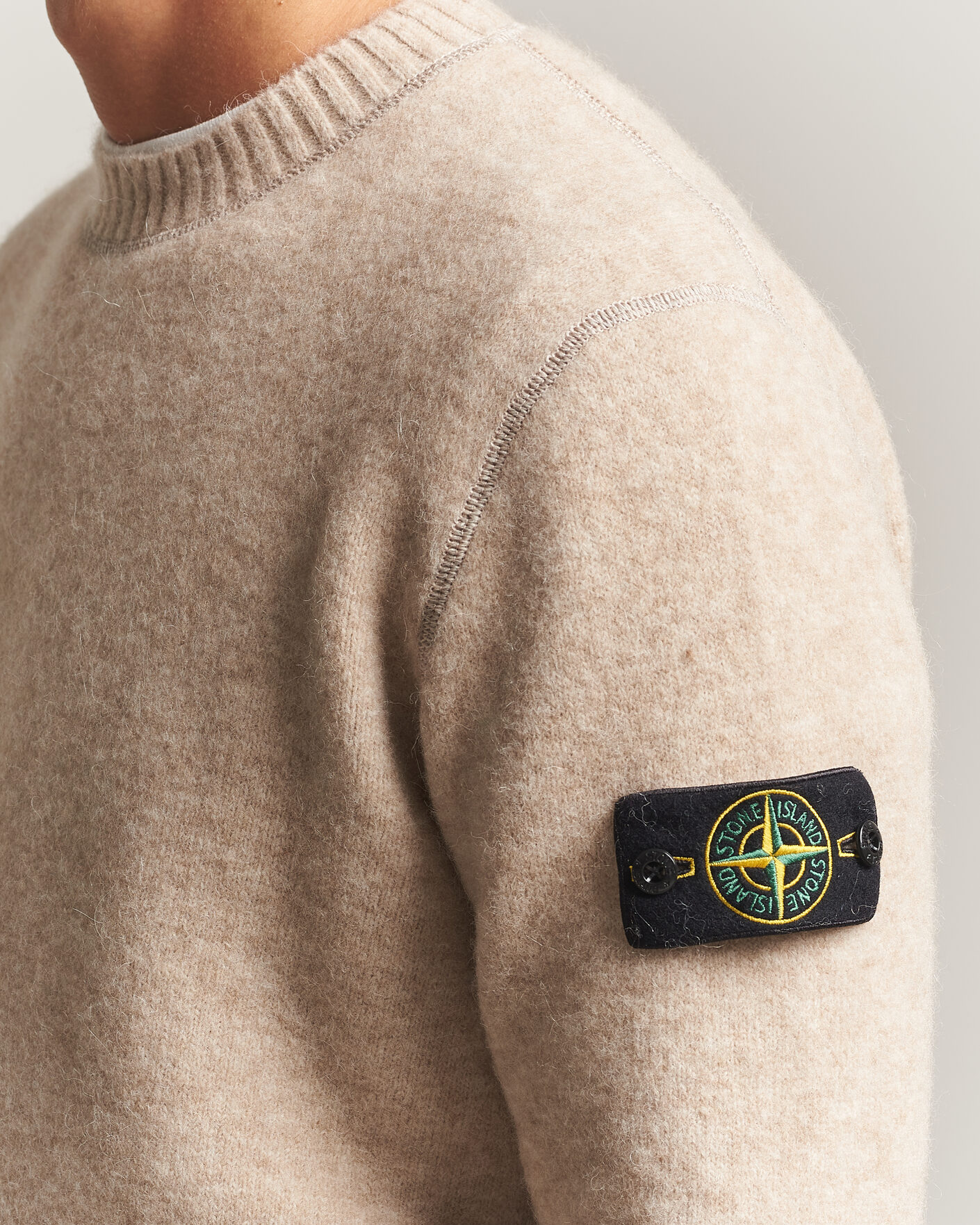 Herre | Gensere | Stone Island | Baby Alpaca Blend Contrast Crew Beige Melange