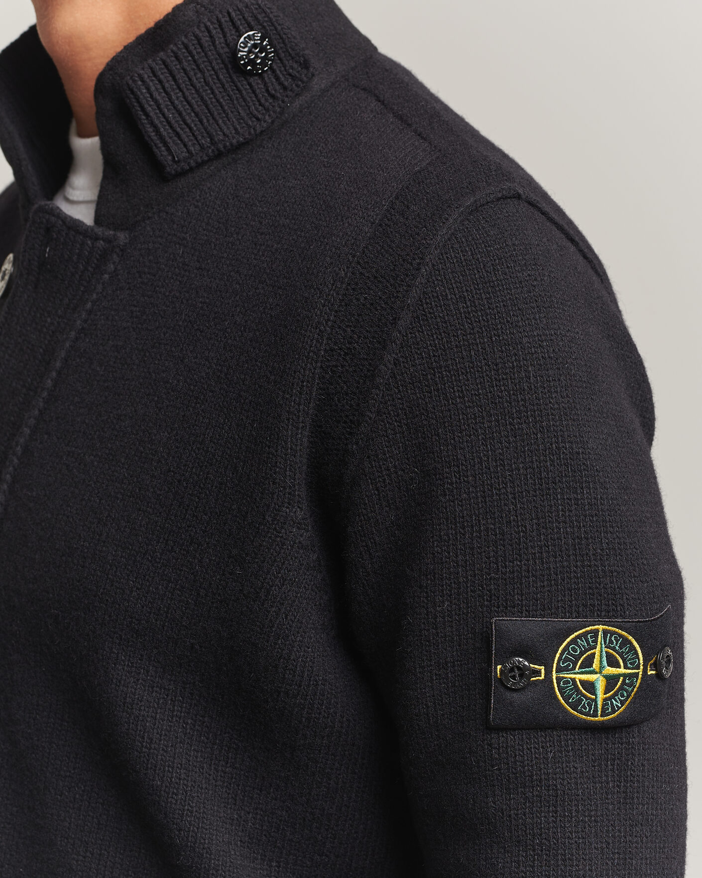 Herre | Gensere | Stone Island | Knitted Lambswool Zip Button Cardigan Black
