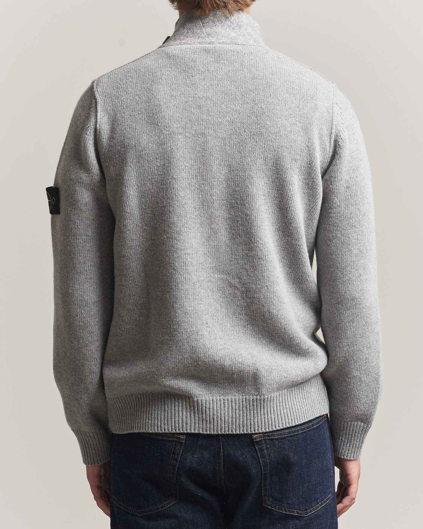 Herre | Gensere | Stone Island | Knitted Lambswool Zip Button Cardigan Grey Melange