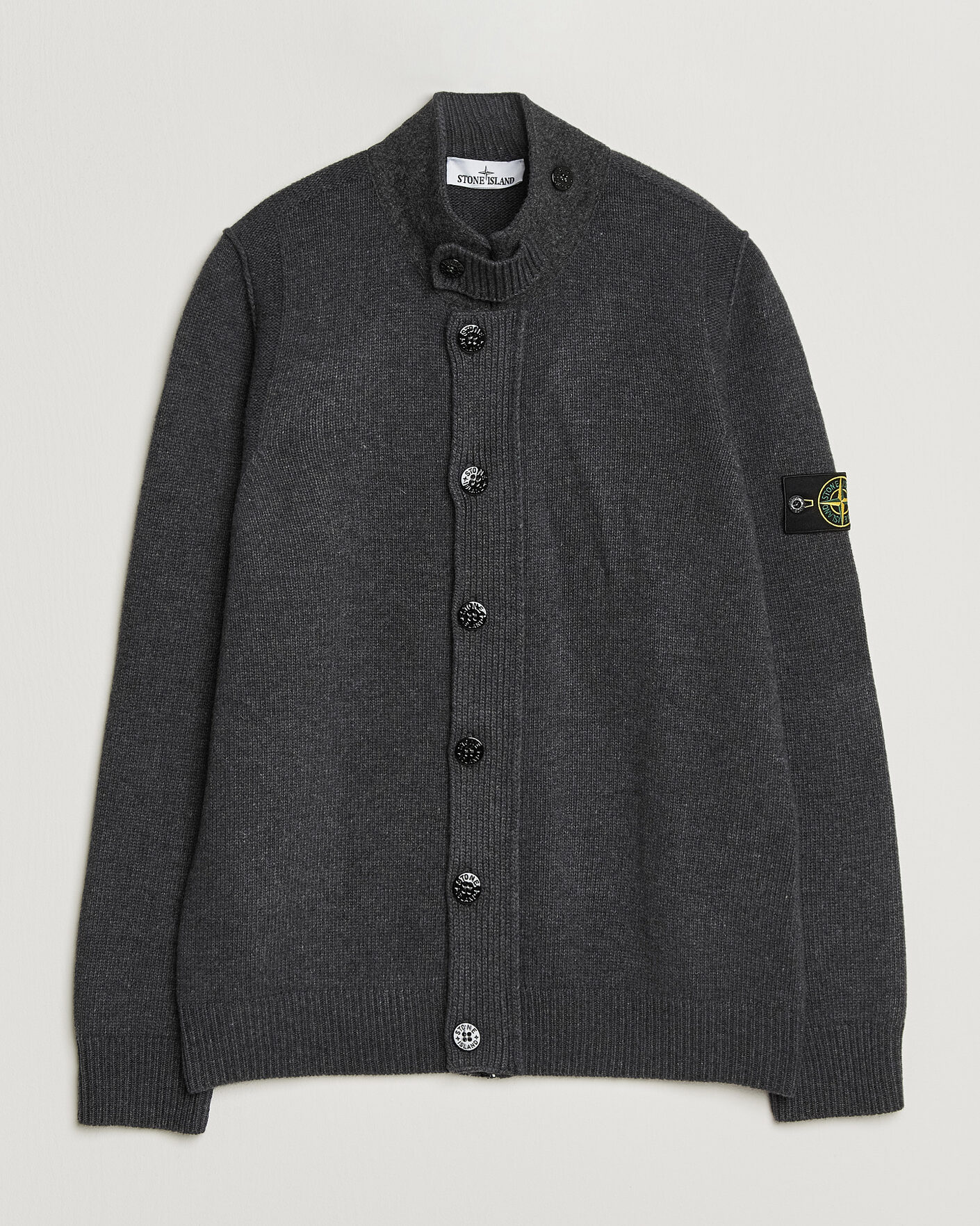 Herre | Gensere | Stone Island | Knitted Lambswool Zip Button Cardigan Melange Lead