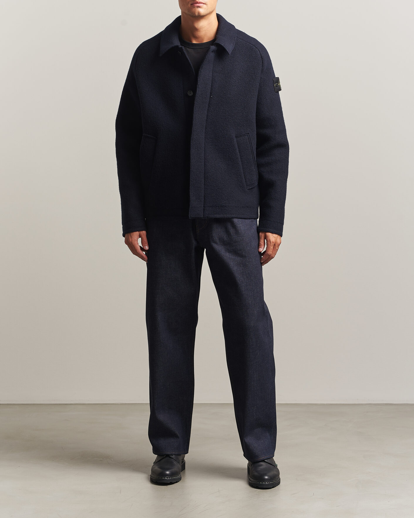 Herre | Gensere | Stone Island | Felted Wool Cardigan Navy Blue