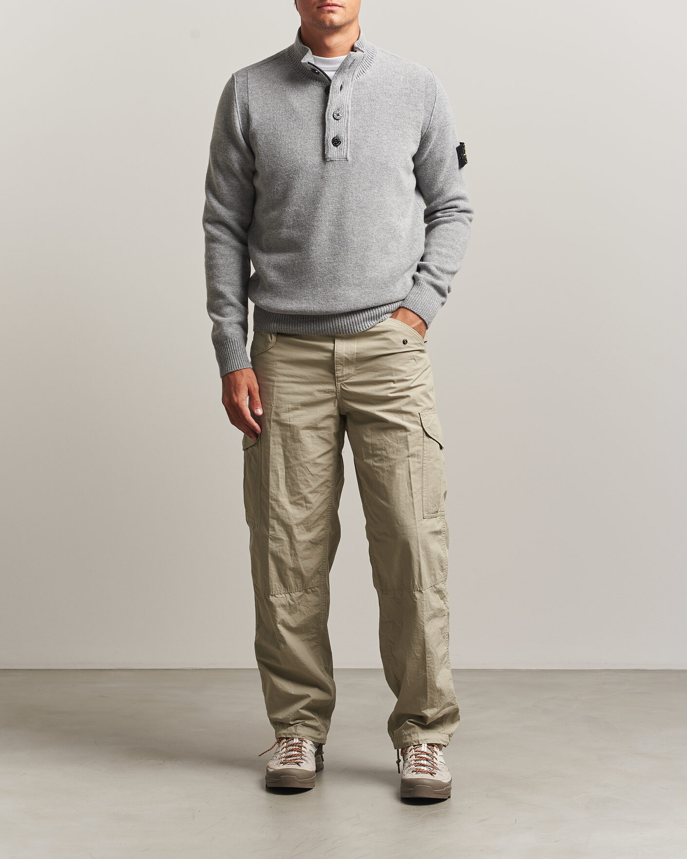 Herre | Gensere | Stone Island | Knitted Lambswool Half Button Zip Grey Melange